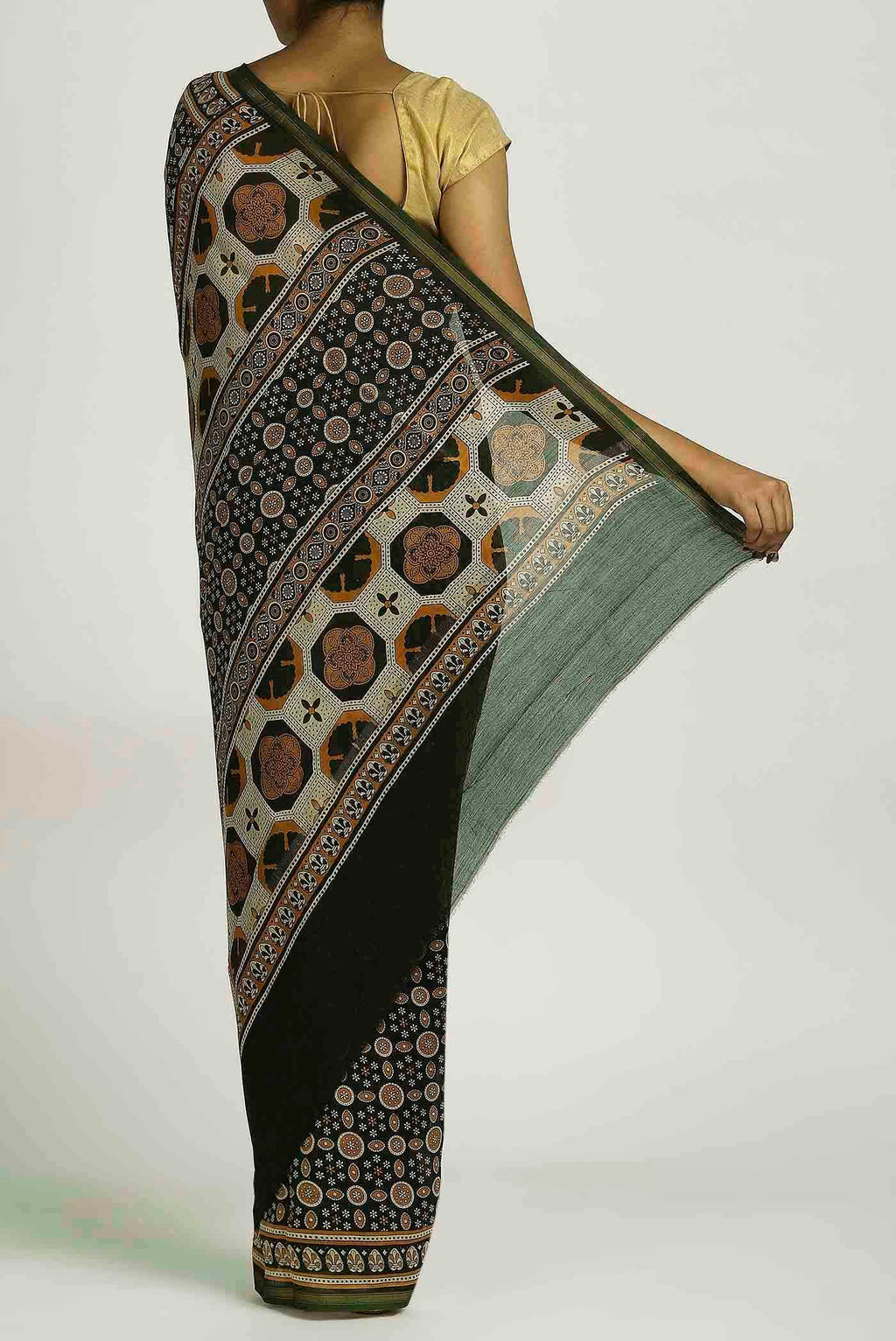Black Chanderi Silk Cotton Saree