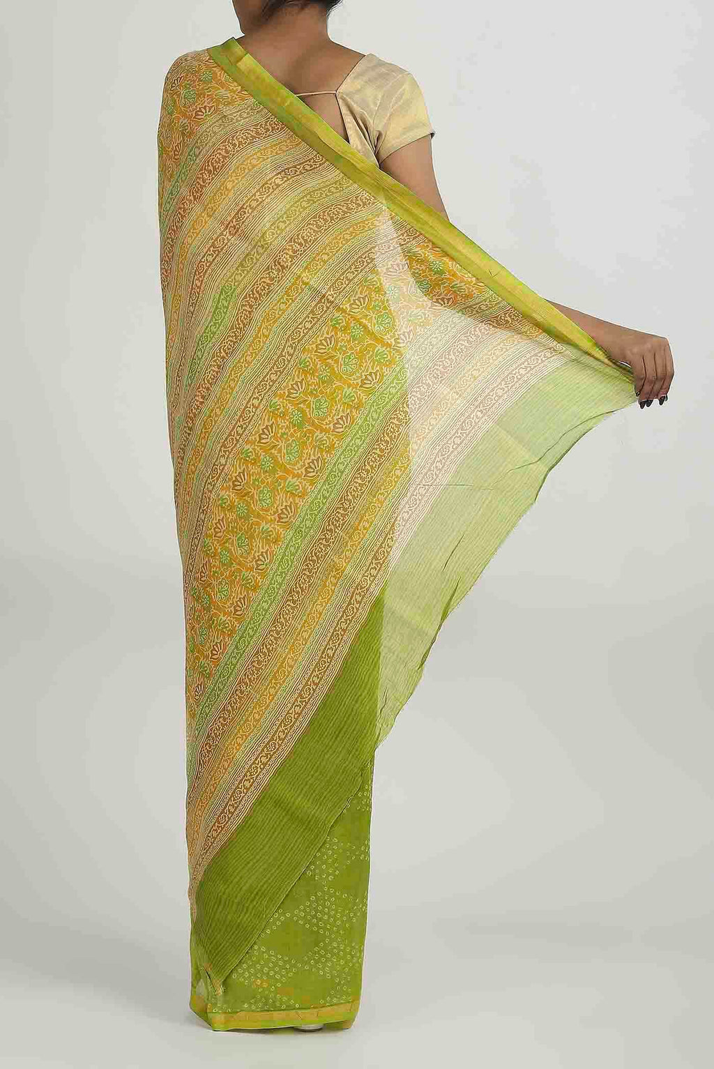 Green Chanderi Silk Cotton Saree