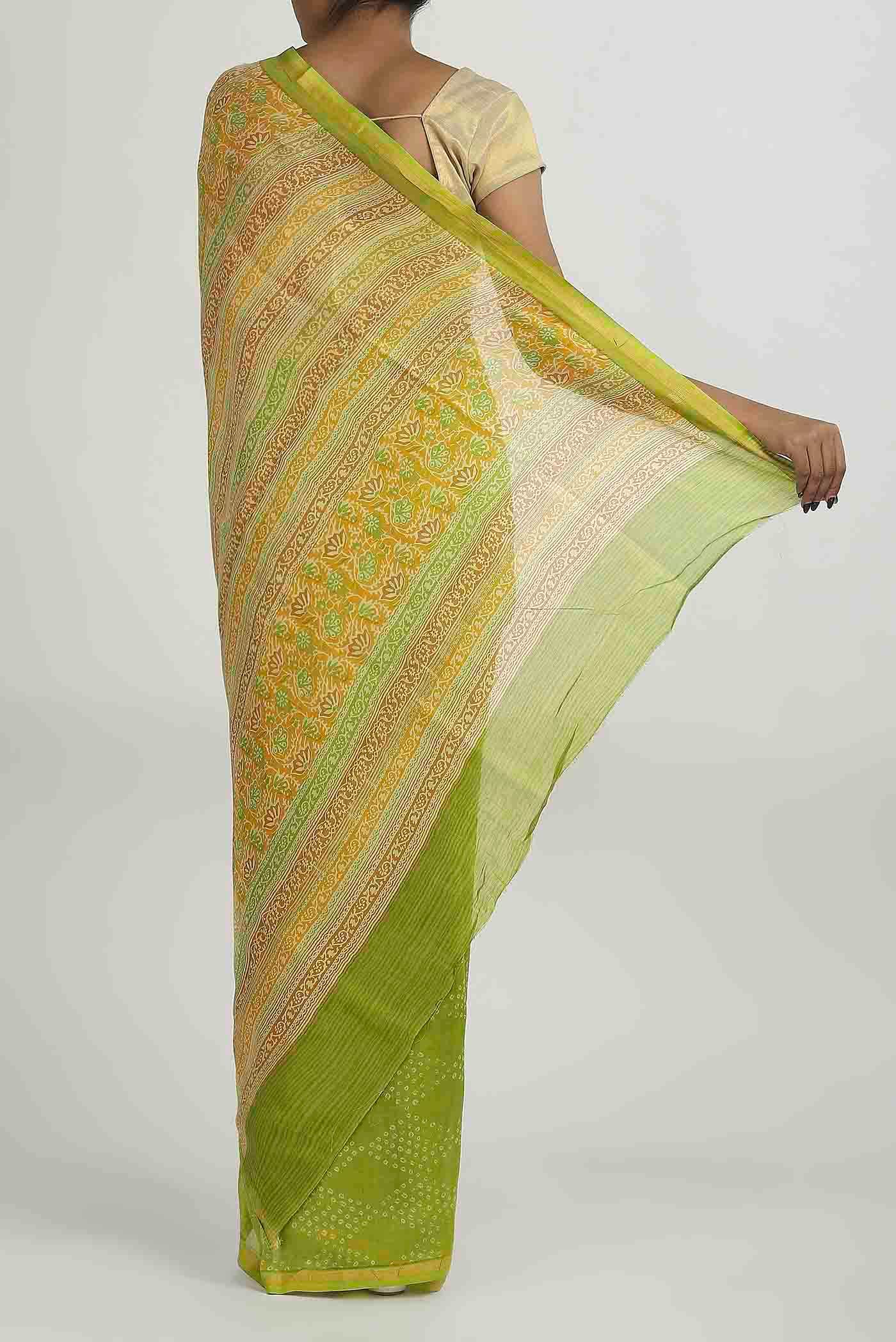 Green Chanderi Silk Cotton Saree
