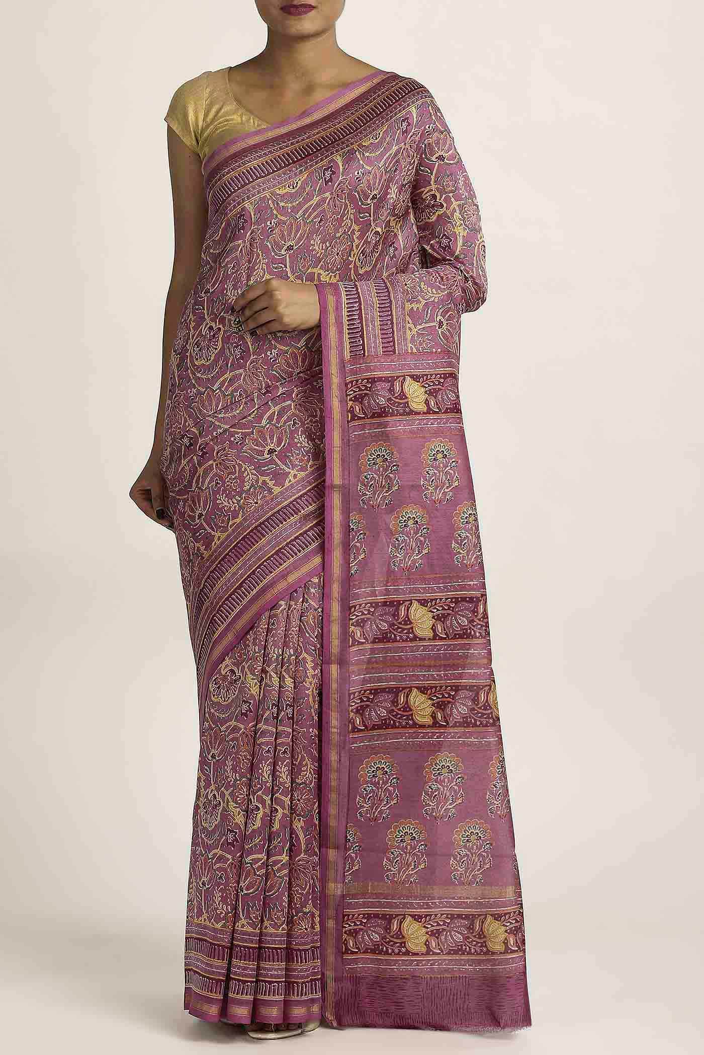 Pink Chanderi Silk Cotton Saree