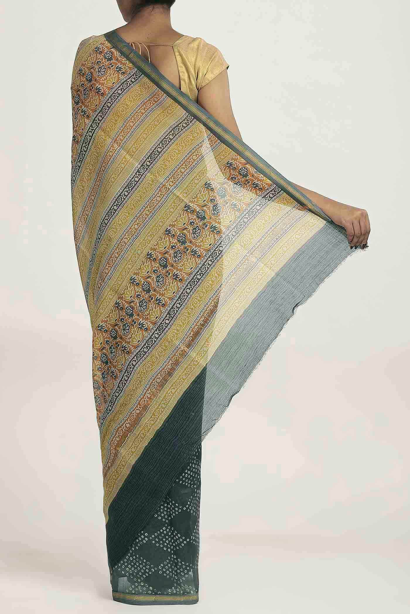 Green Chanderi Silk Cotton Saree