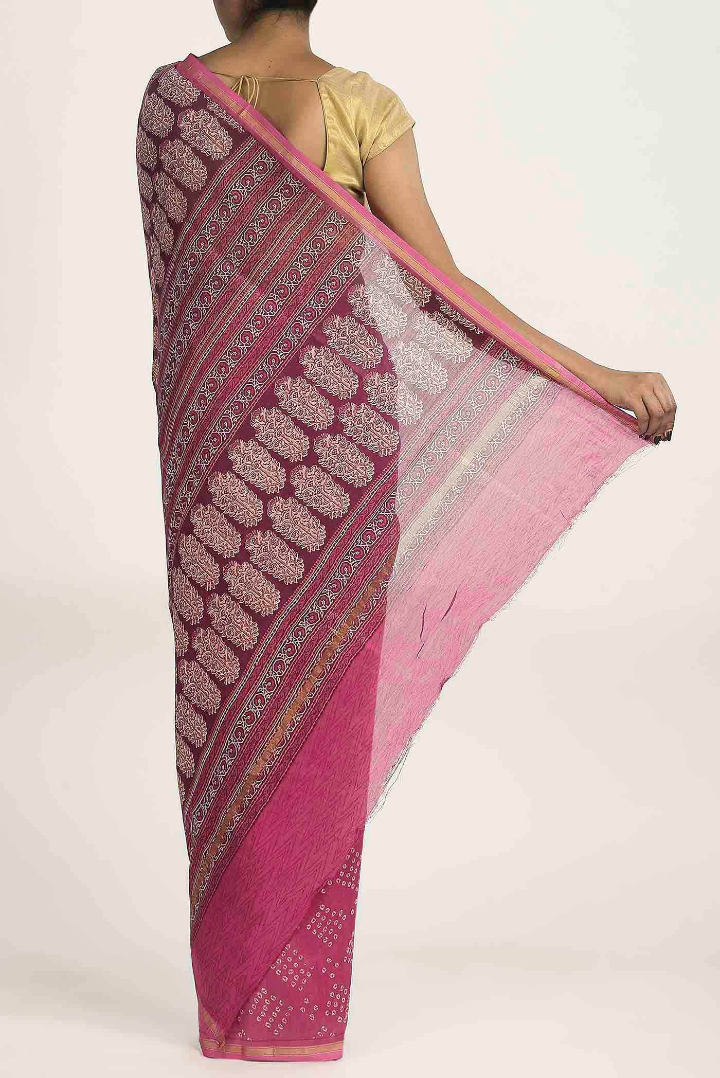 Pink Chanderi Silk Cotton Saree