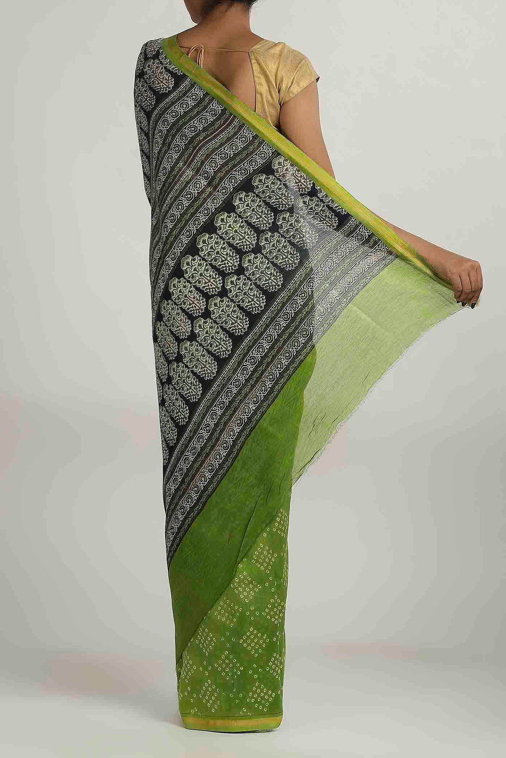Green Chanderi Silk Cotton Saree