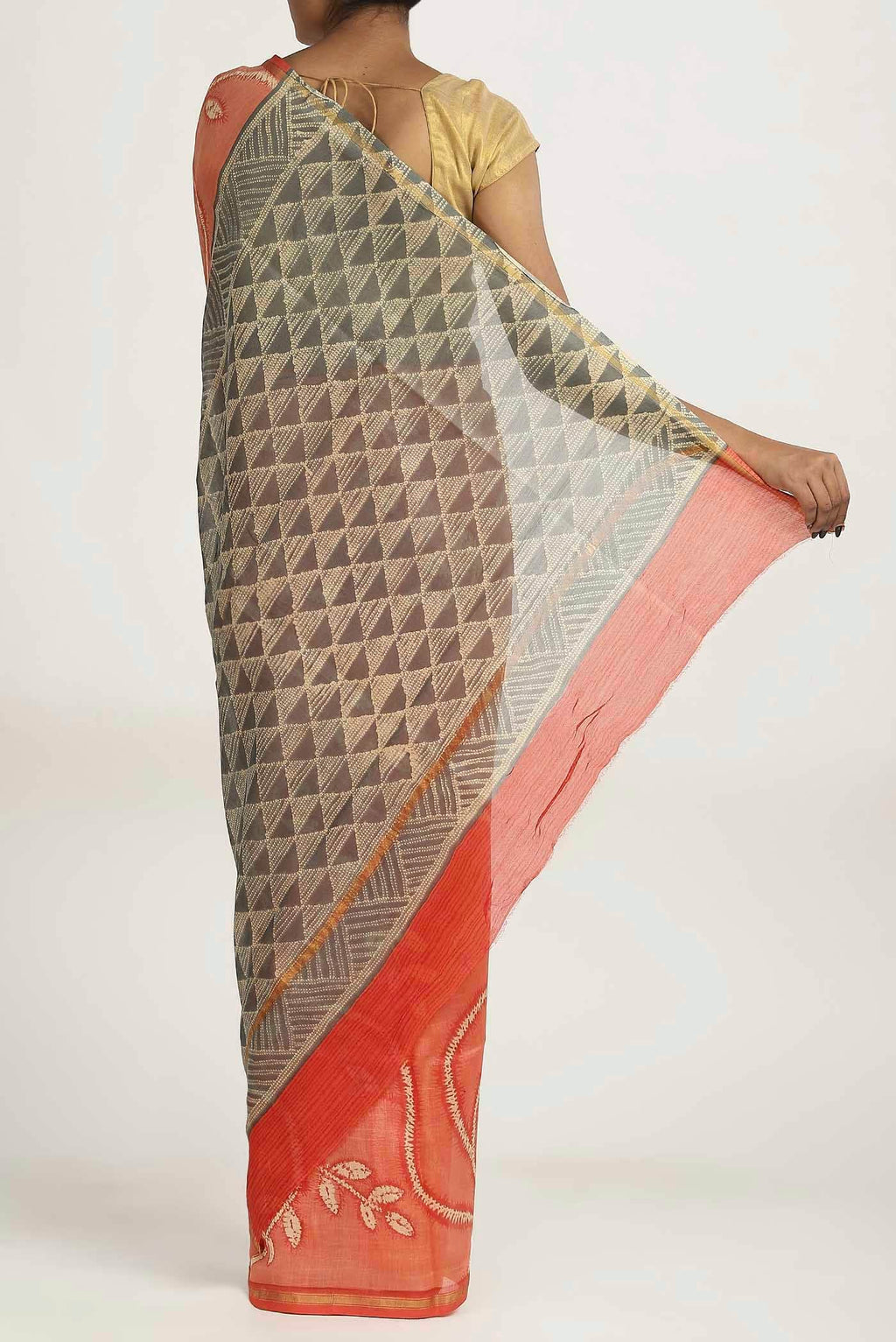 Peach Chanderi Silk Cotton Saree