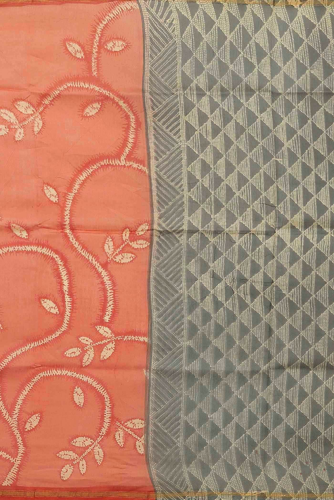 Peach Chanderi Silk Cotton Saree