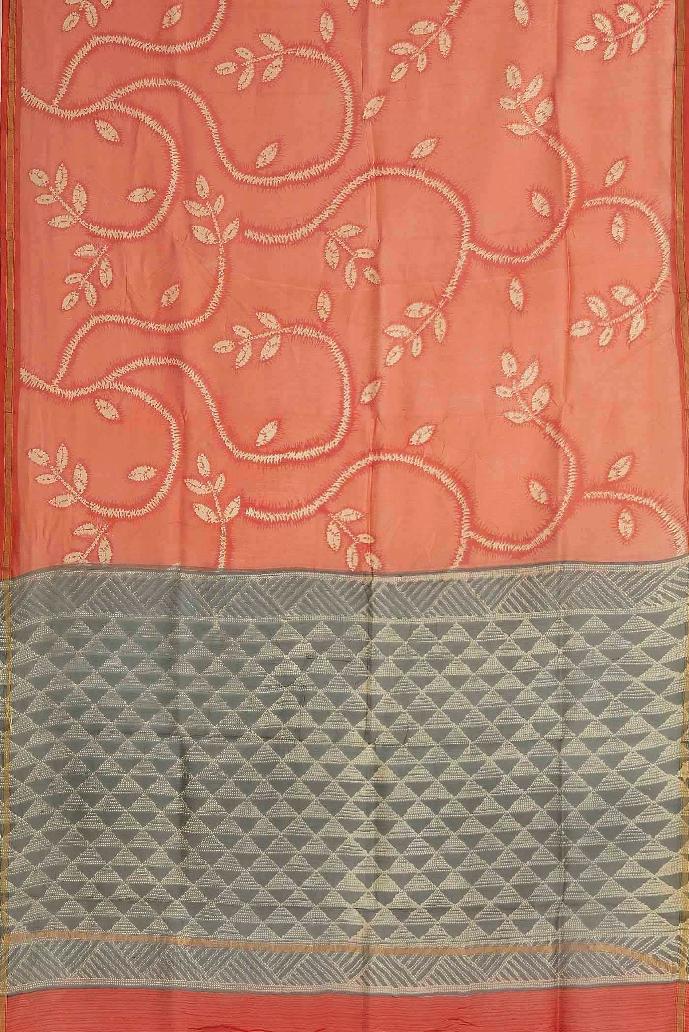 Peach Chanderi Silk Cotton Saree