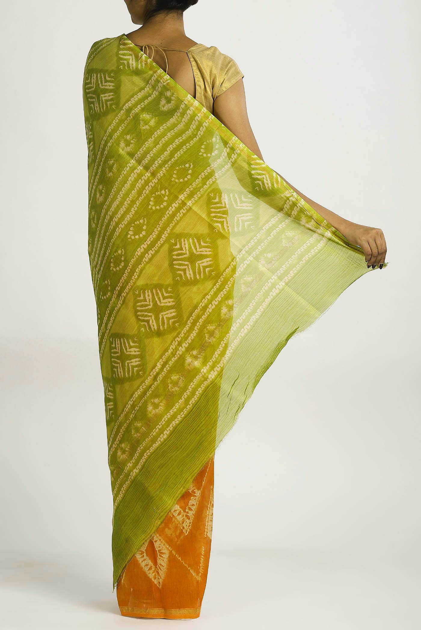 Orange Chanderi Silk Cotton Saree