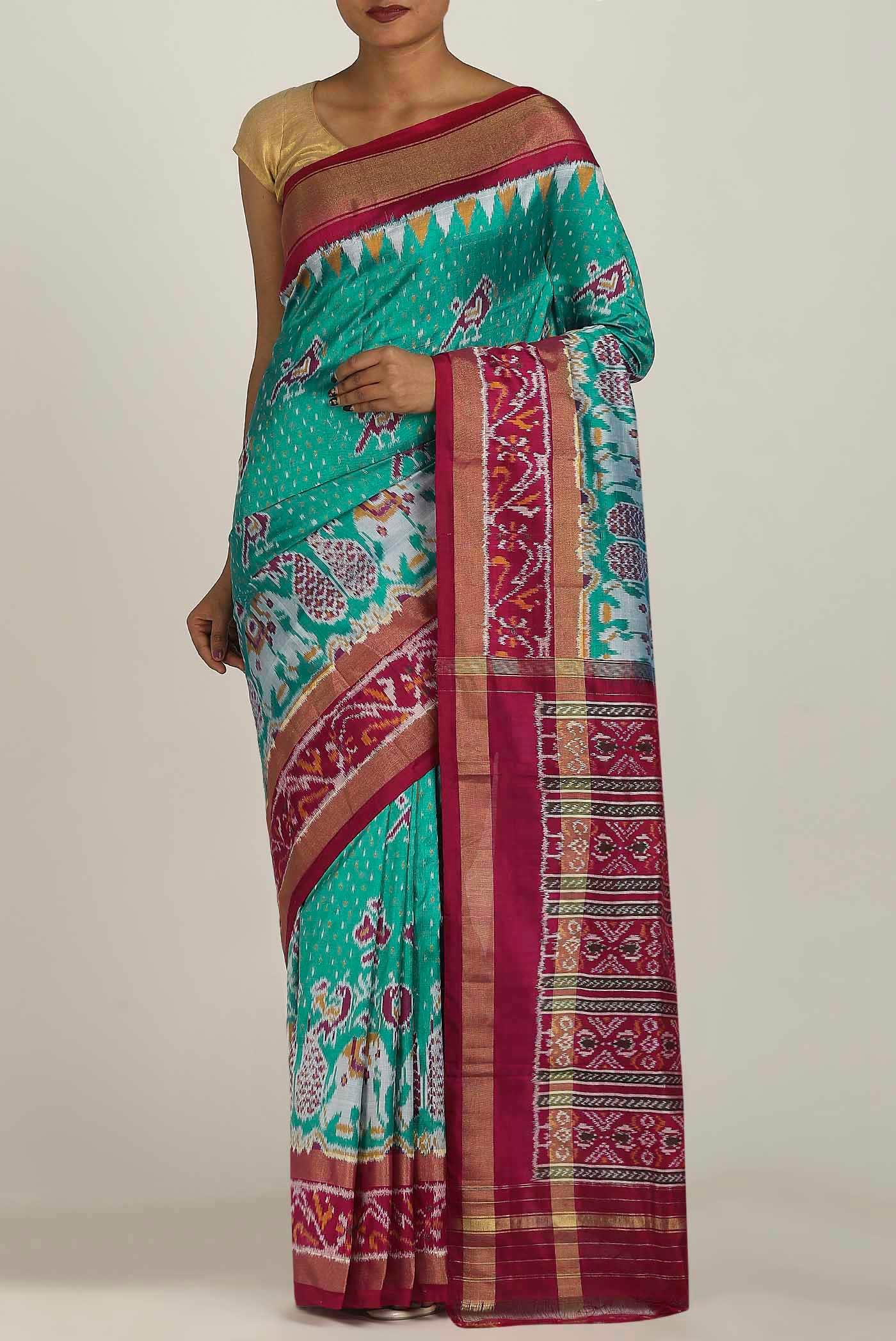 Sea Green Pochampally Silk Saree