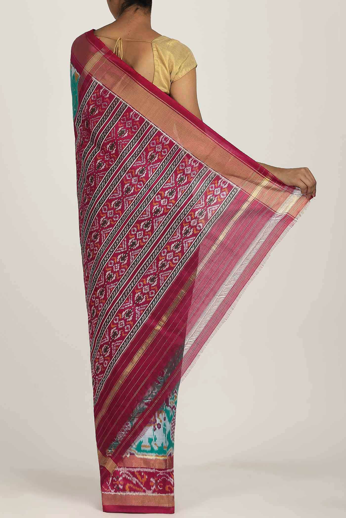 Sea Green Pochampally Silk Saree