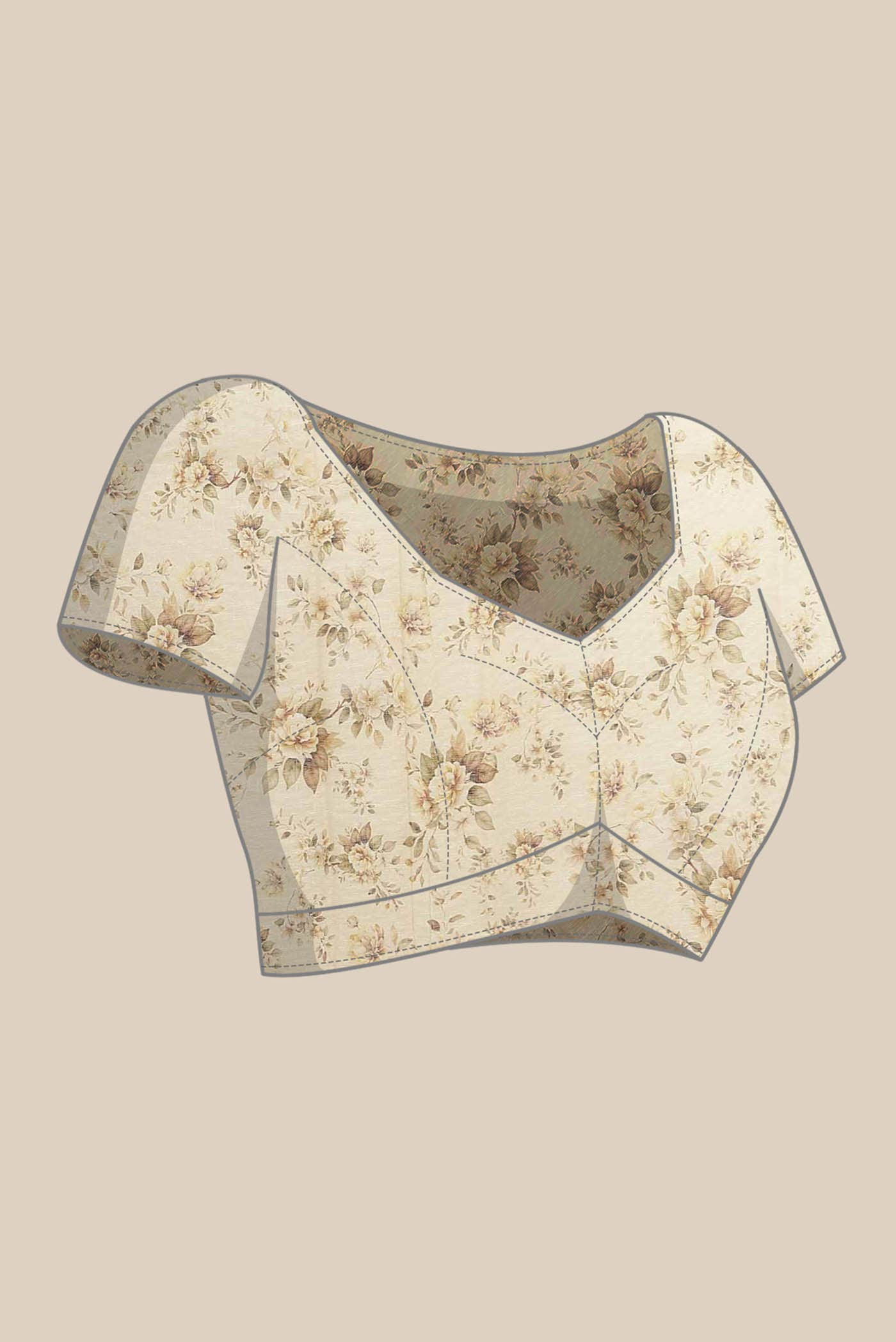 Beige Linen Cotton Saree