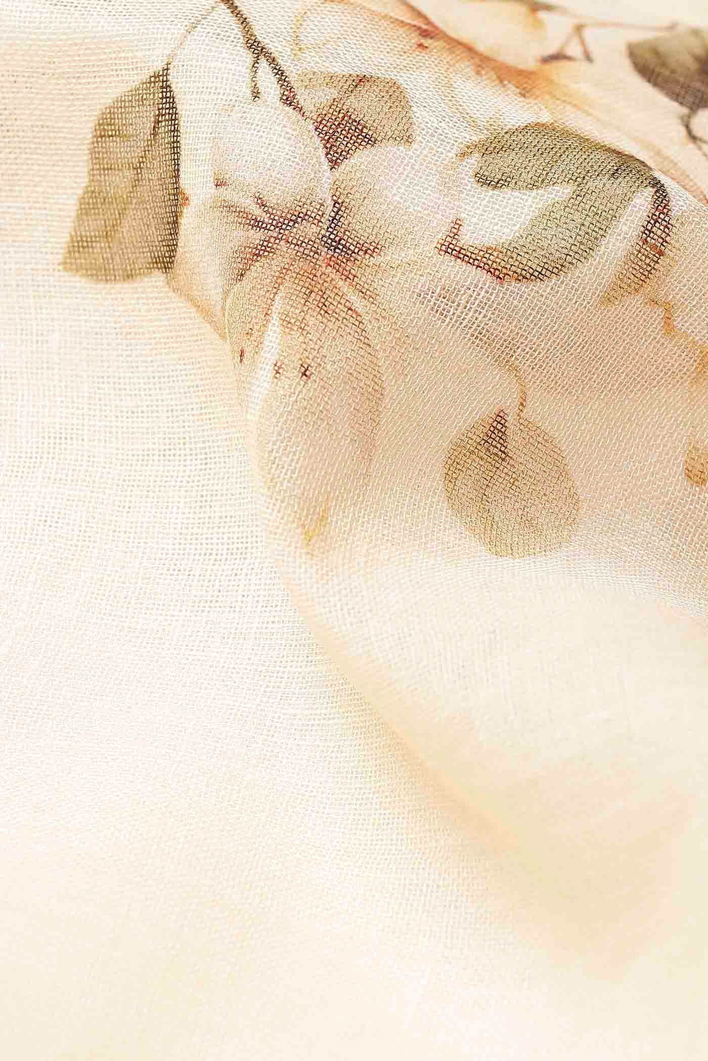 Beige Linen Cotton Saree
