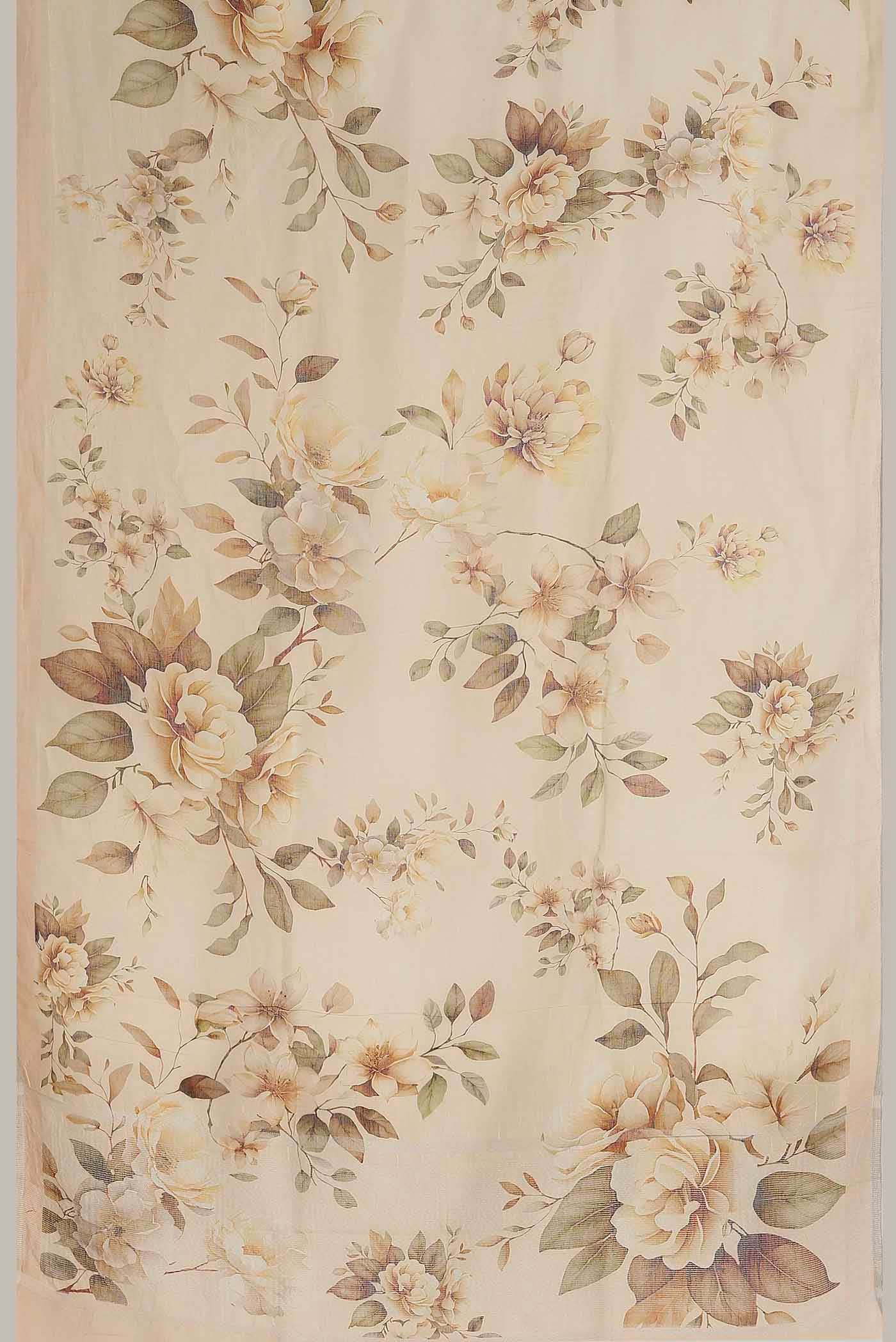 Beige Linen Cotton Saree