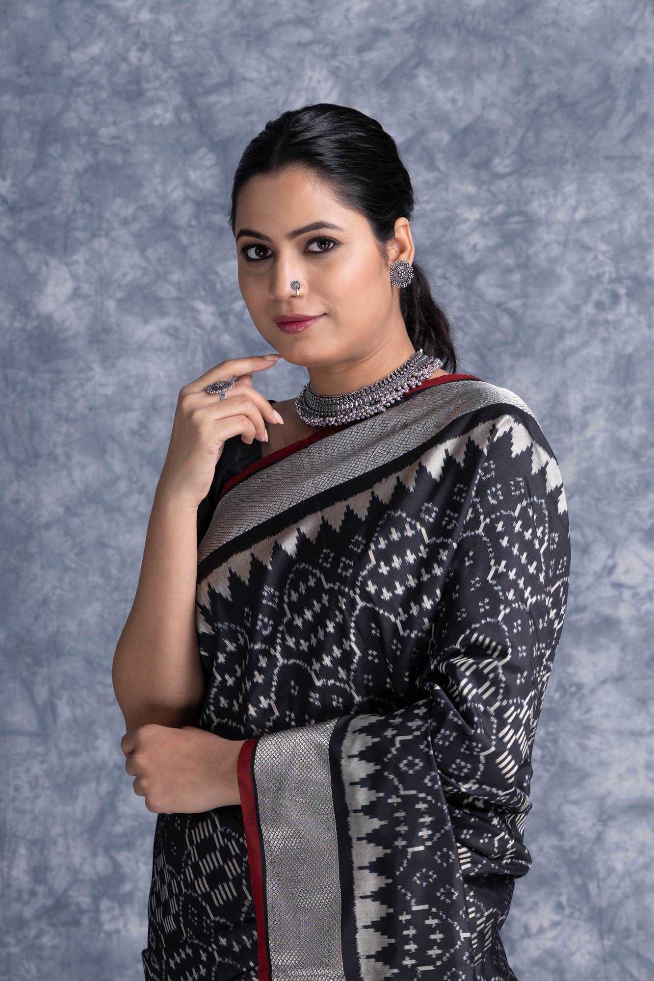 Black Pochampally Saree