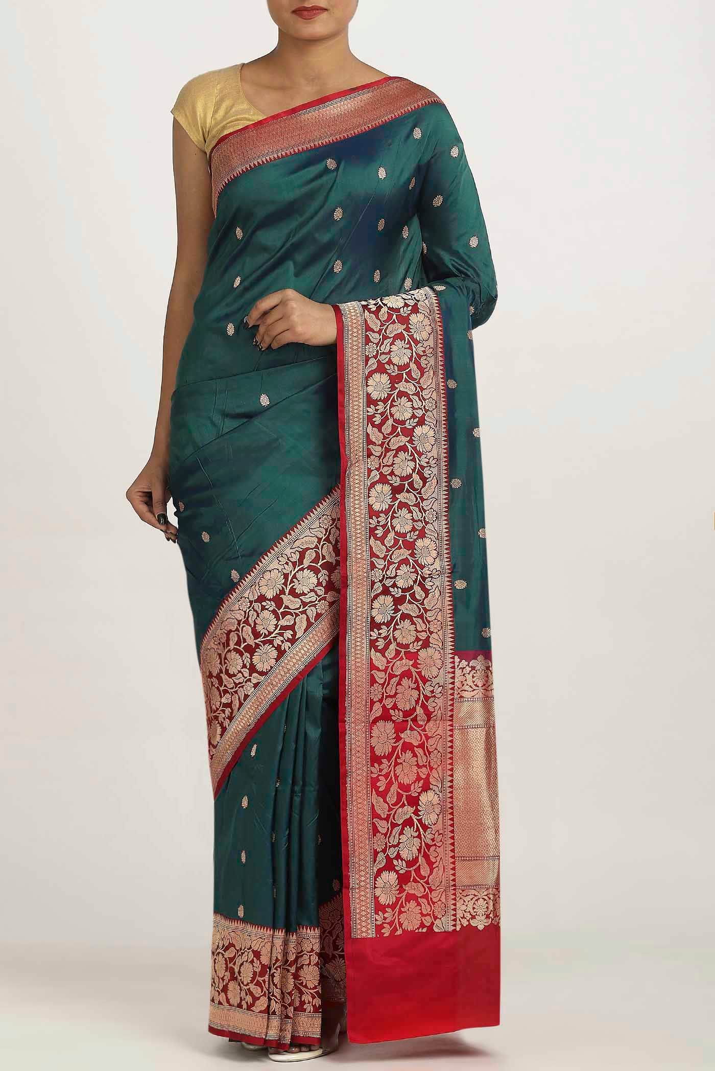 Blue Banarasi Raw Silk Saree