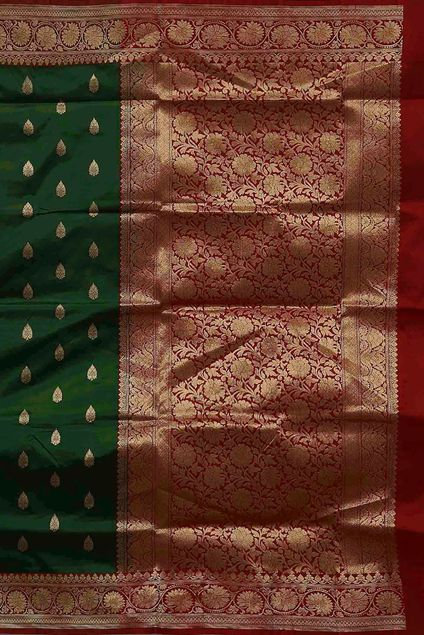 Green Banarasi Raw Silk Saree