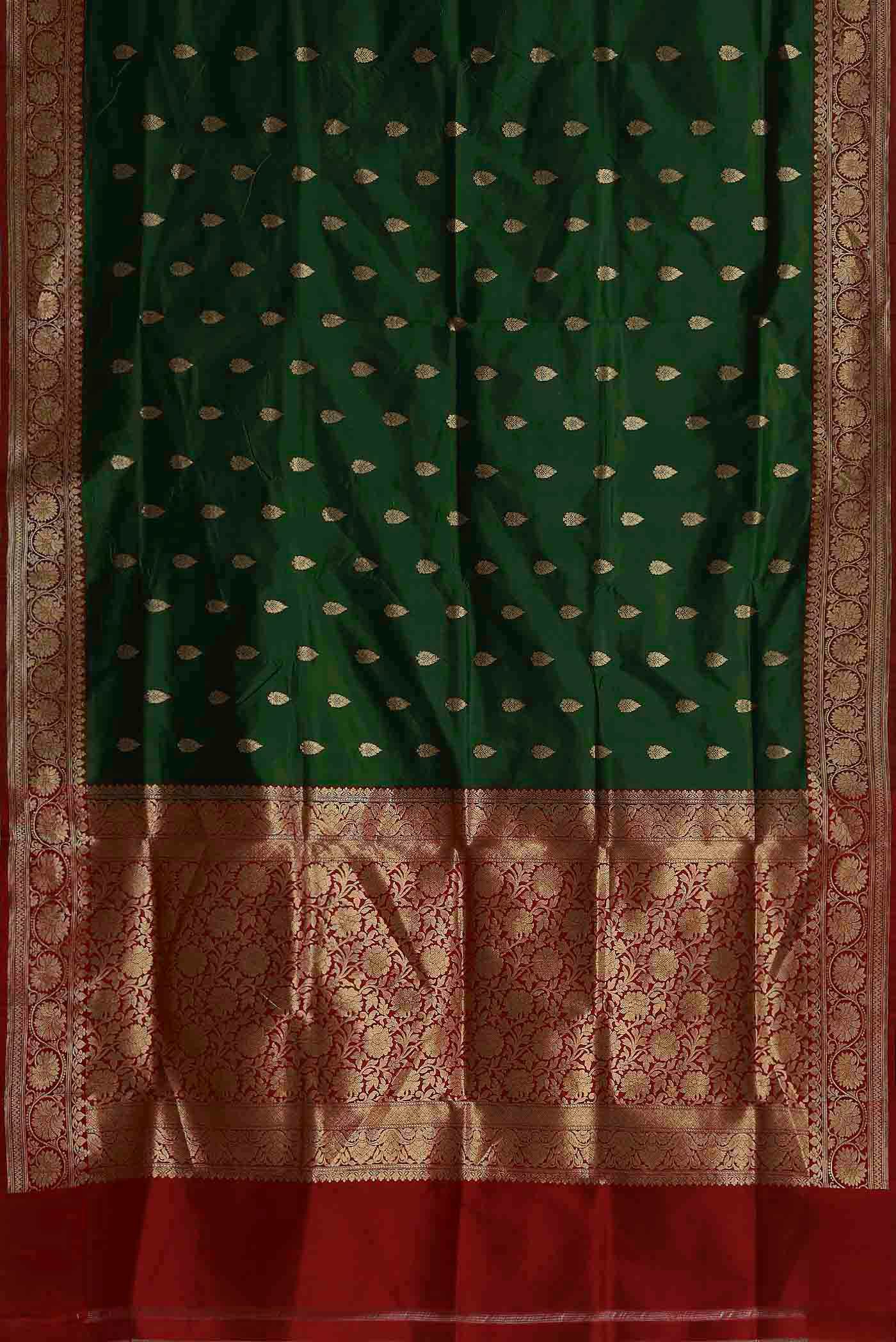 Green Banarasi Raw Silk Saree