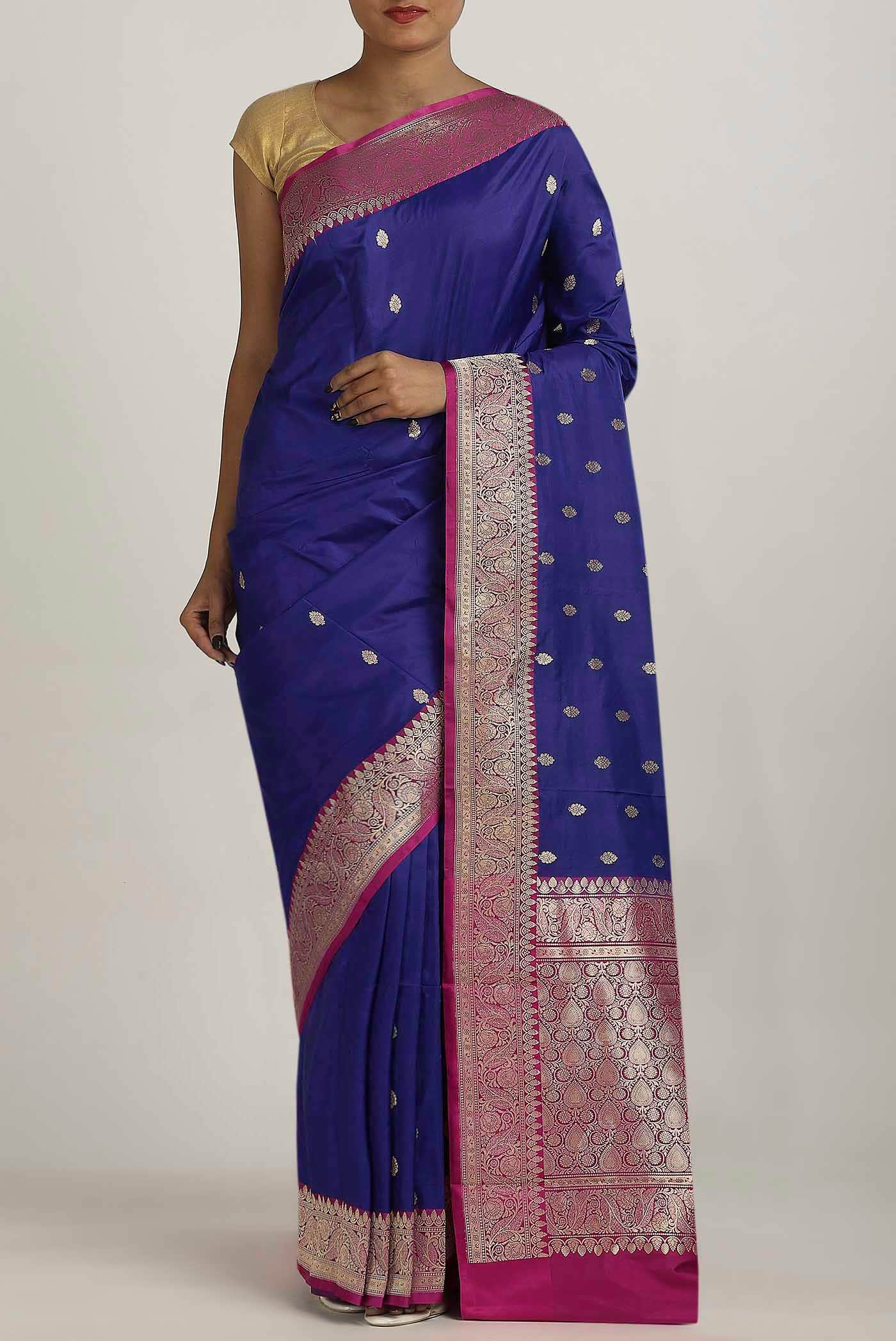 Blue Banarasi Raw Silk Saree