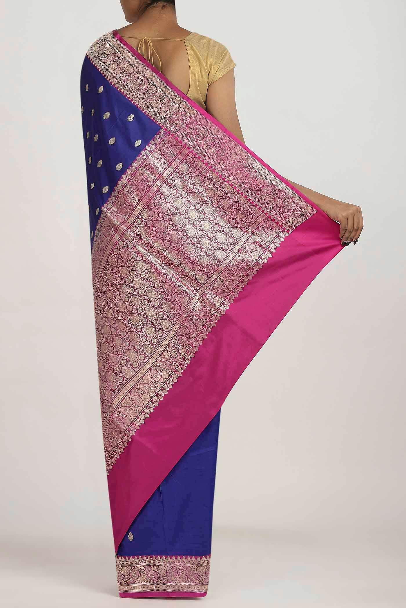 Blue Banarasi Raw Silk Saree