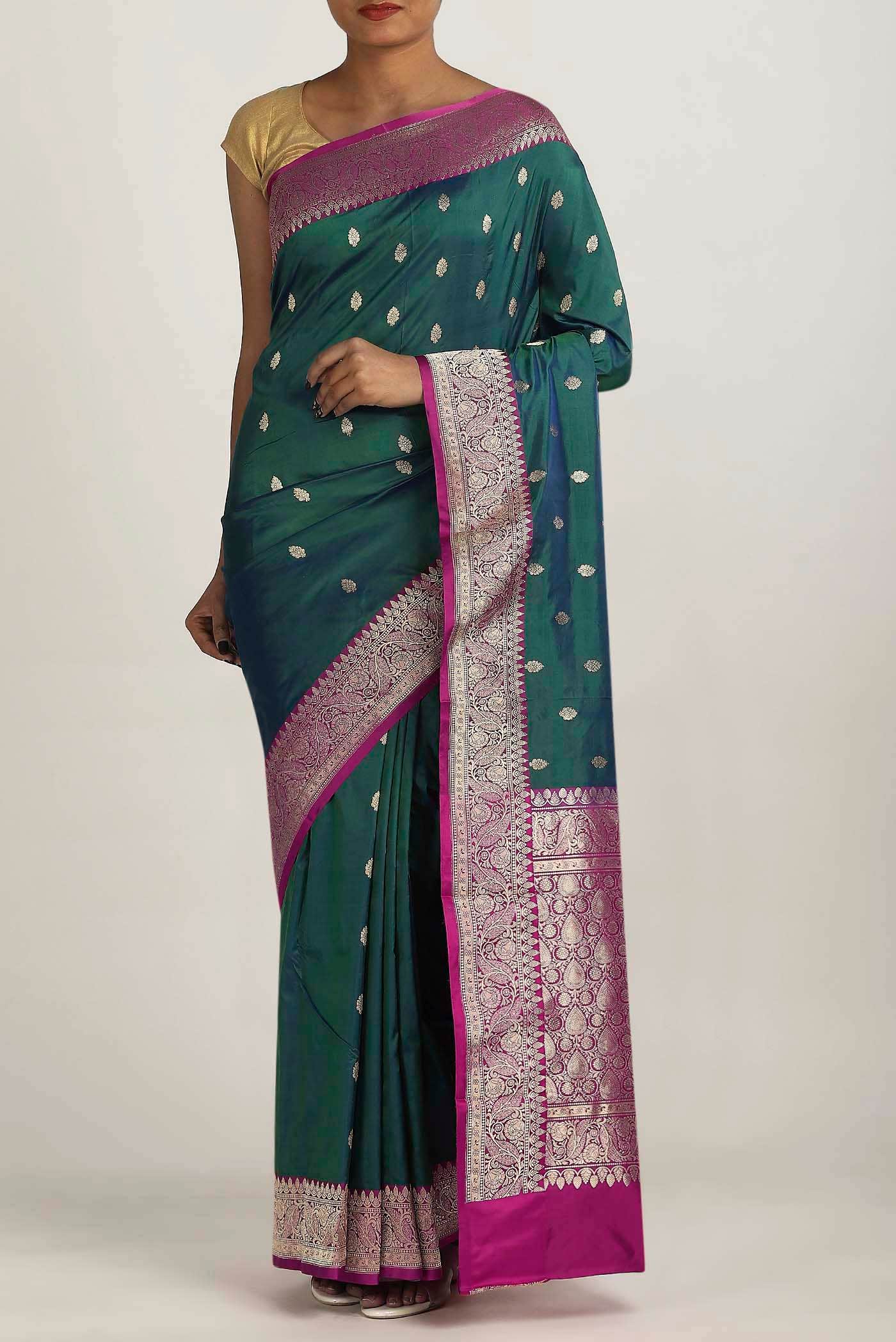 Blue Banarasi Raw Silk Saree