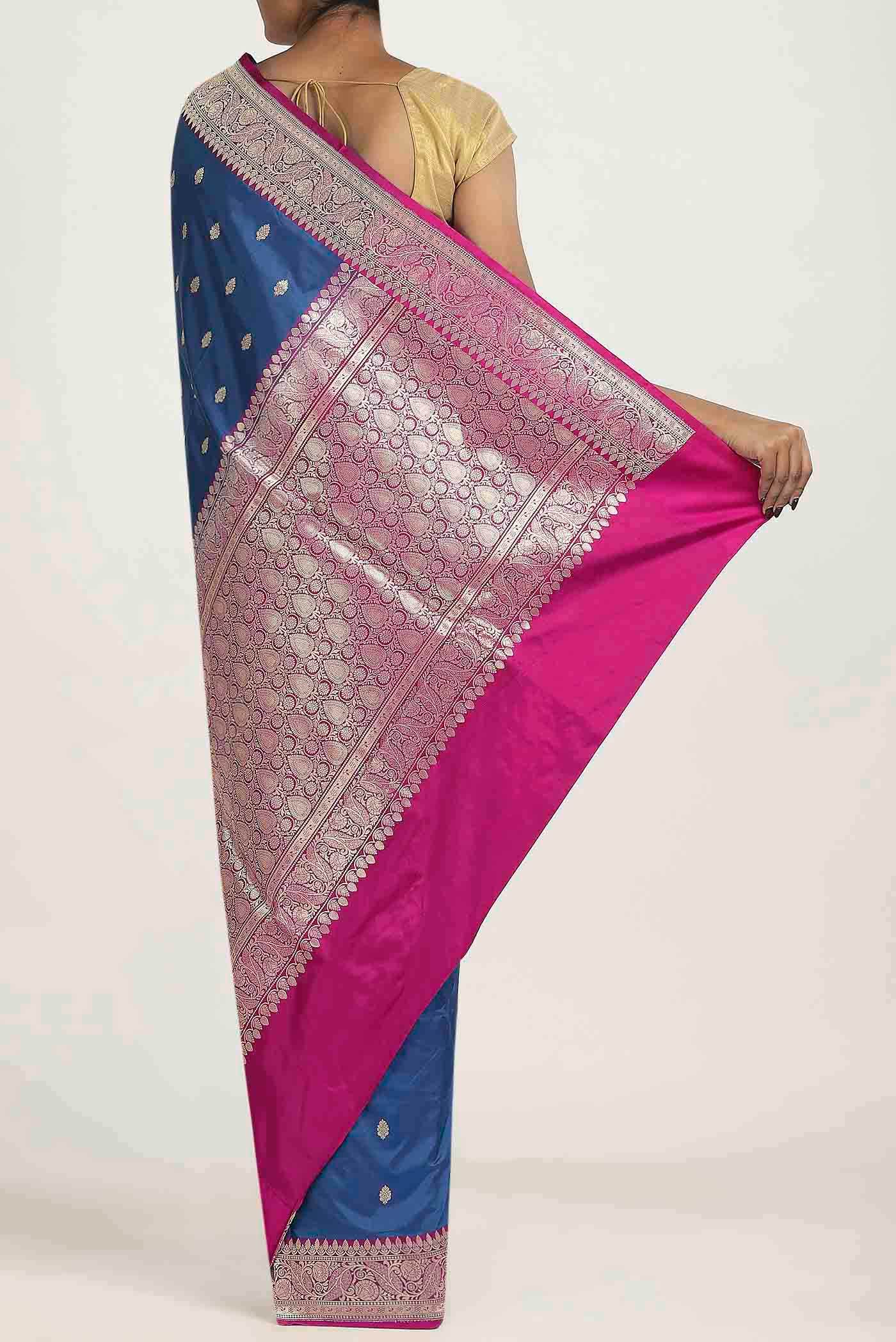 Blue Banarasi Raw Silk Saree