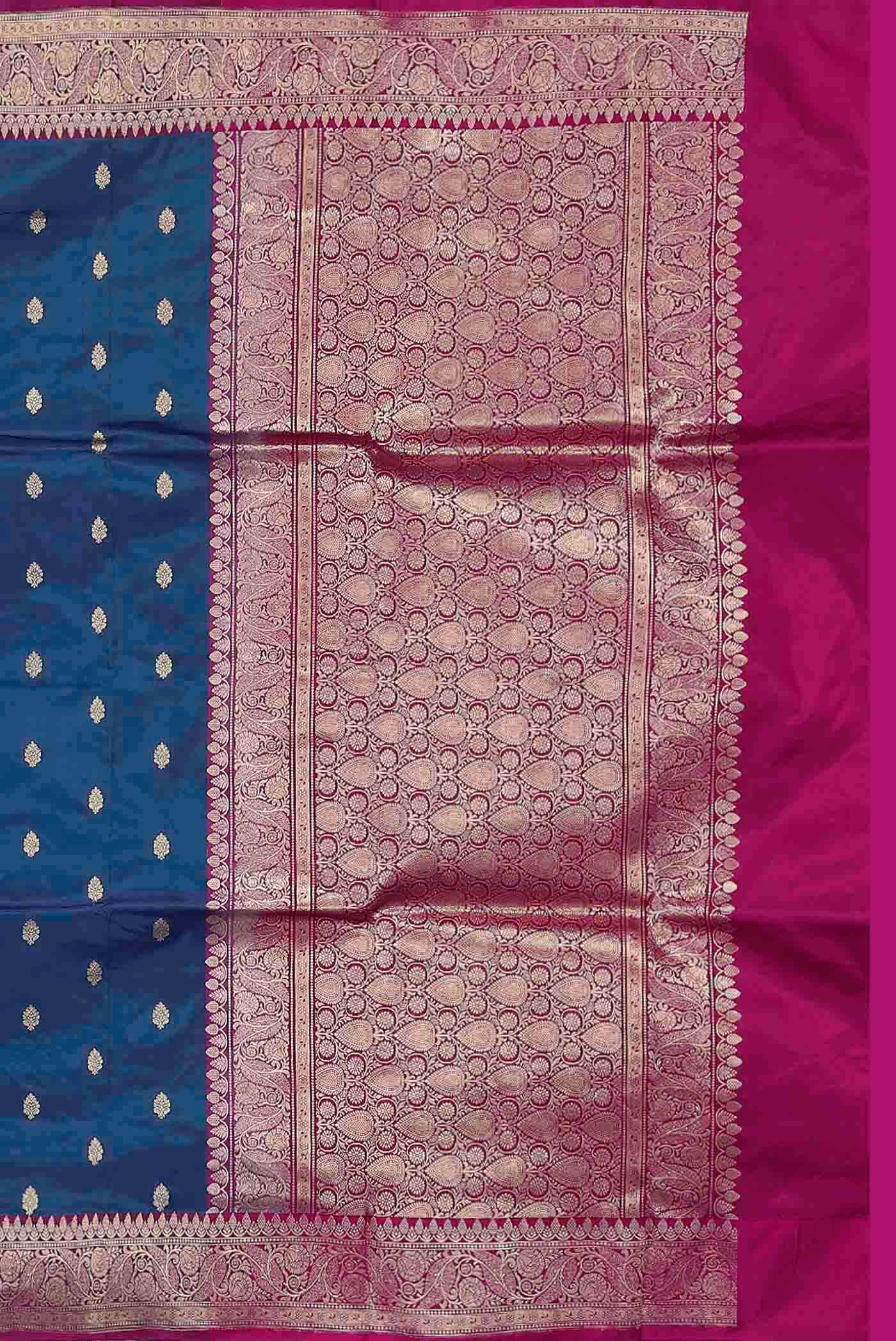 Blue Banarasi Raw Silk Saree