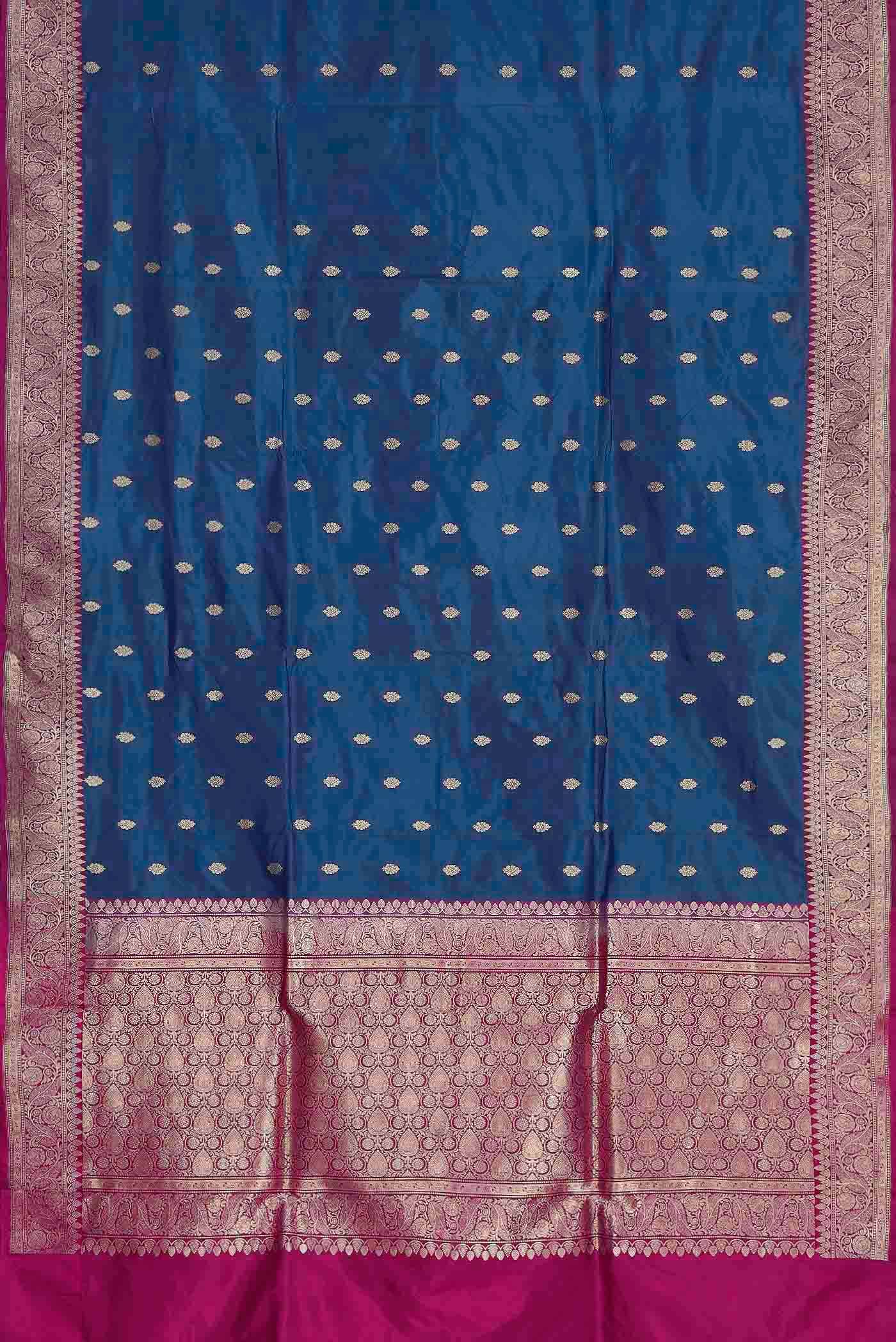 Blue Banarasi Raw Silk Saree