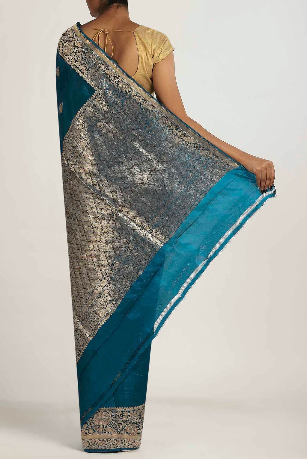 Blue Banarasi Raw Silk Saree