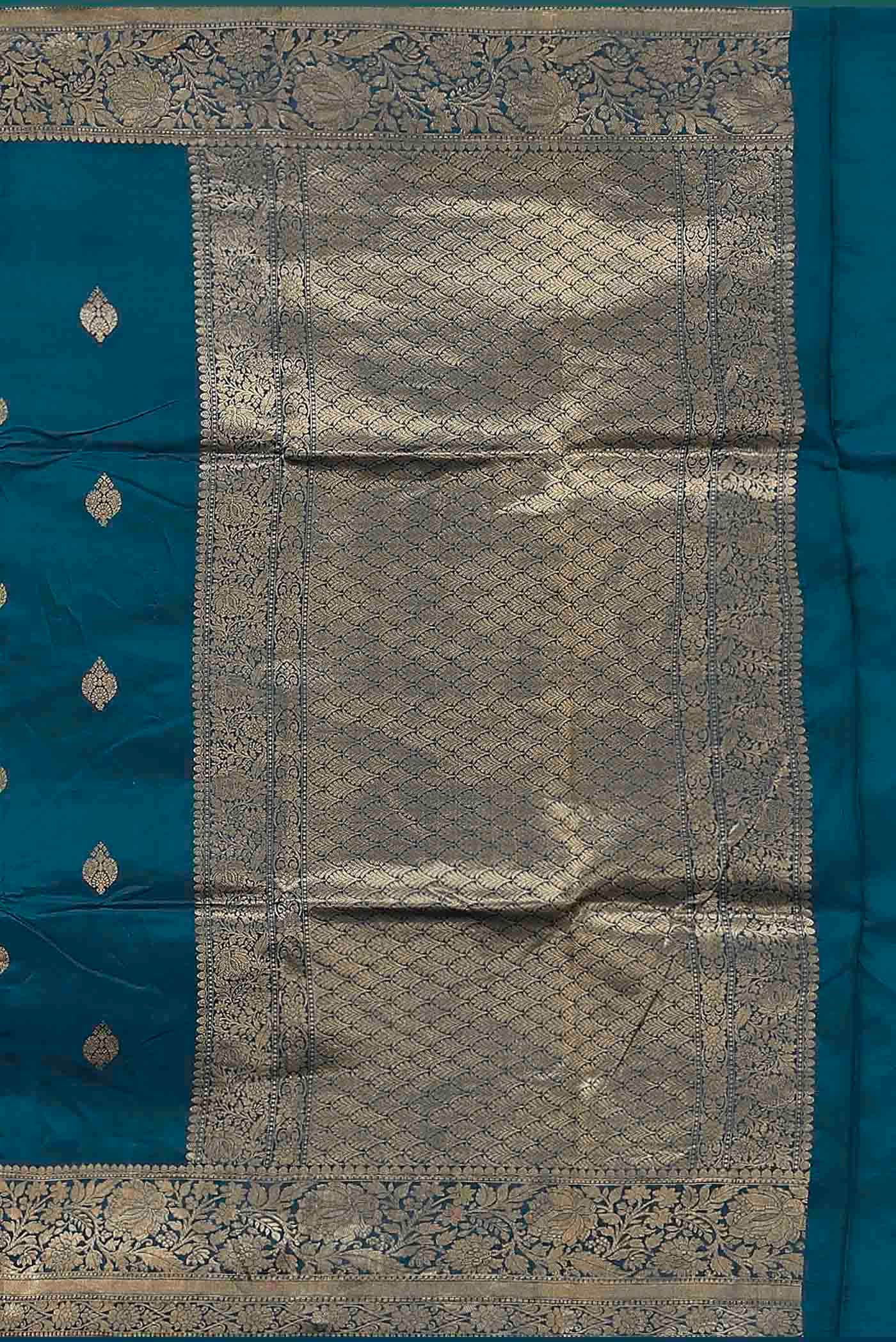 Blue Banarasi Raw Silk Saree