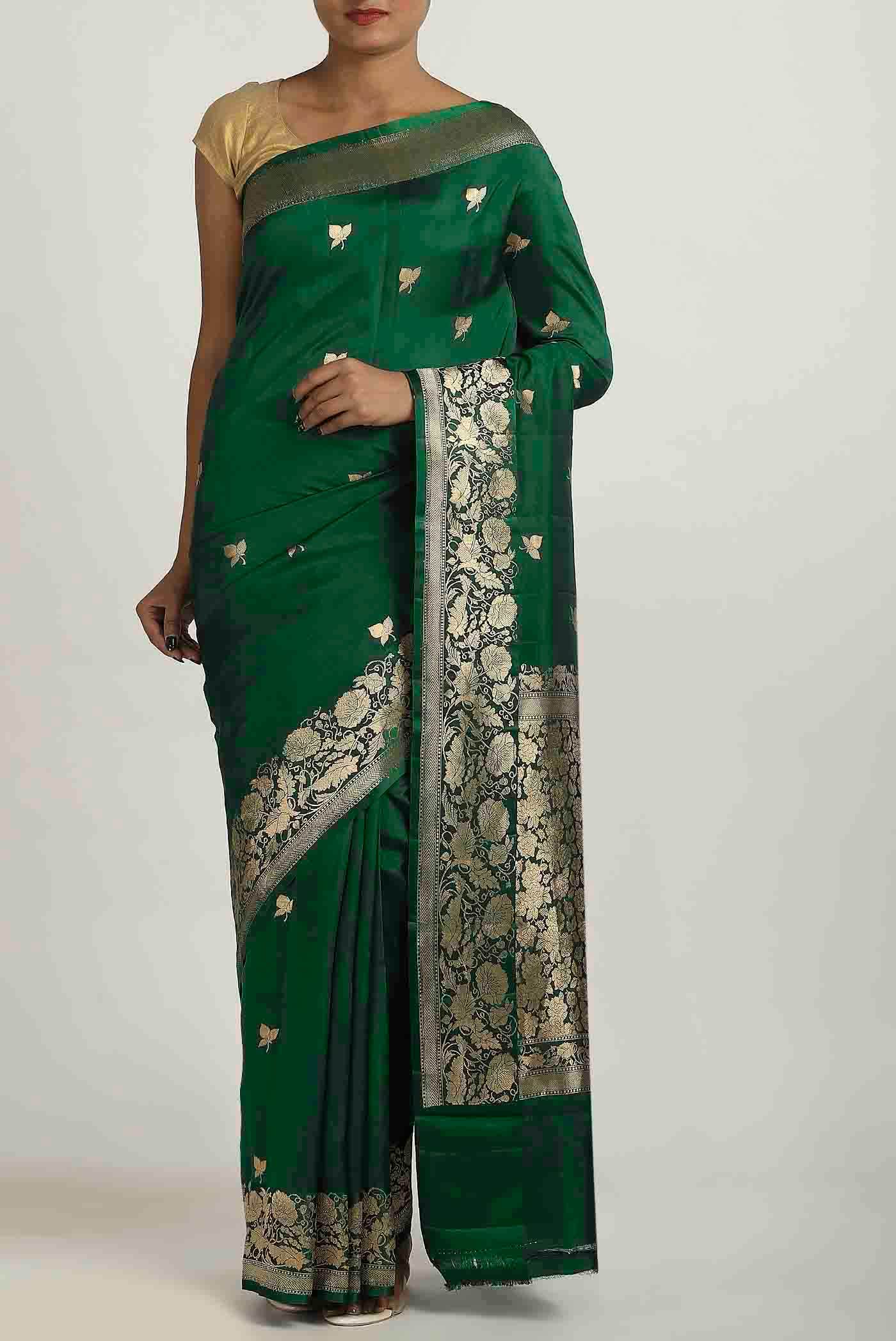 Green Banarasi Katan Silk Saree