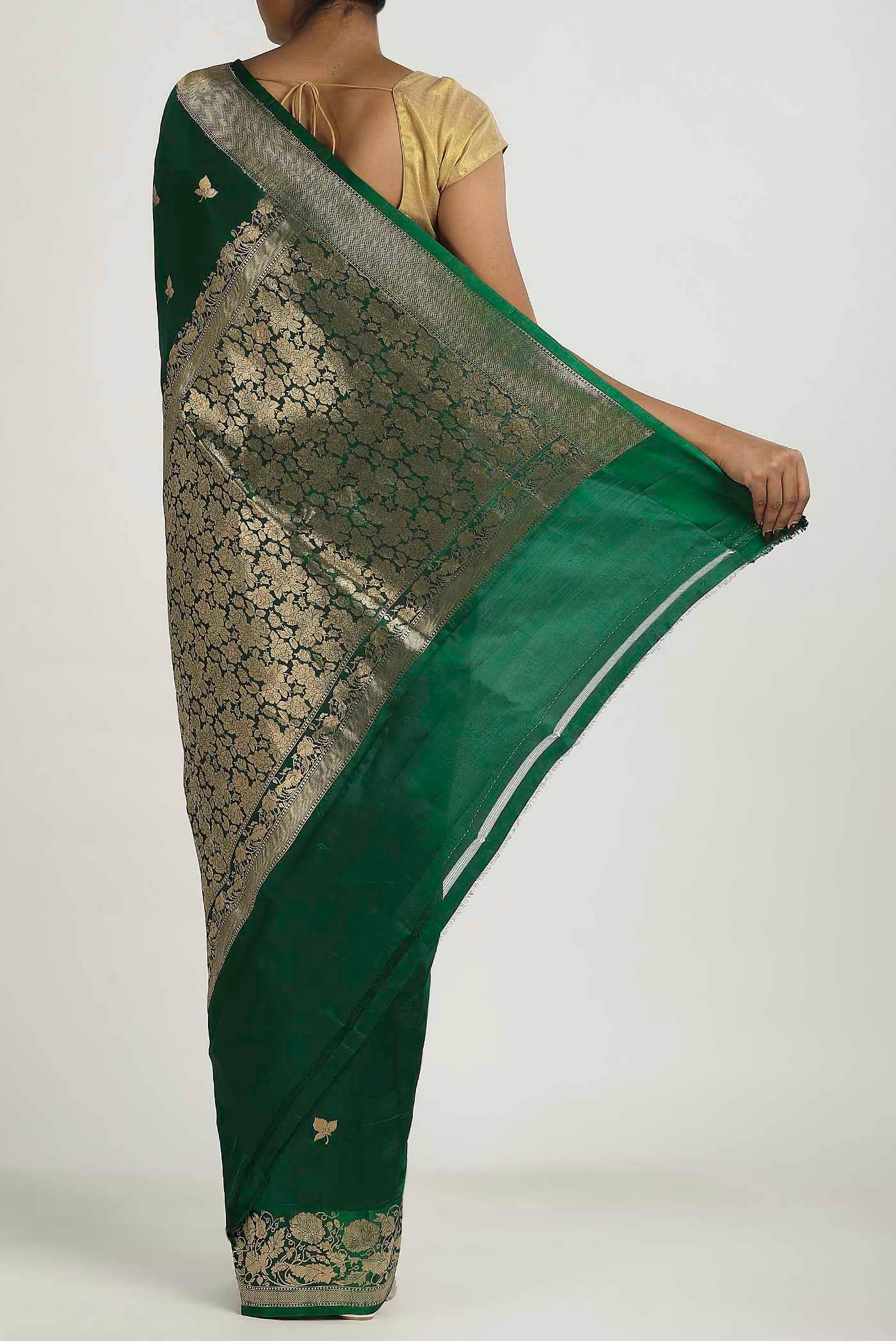 Green Banarasi Katan Silk Saree