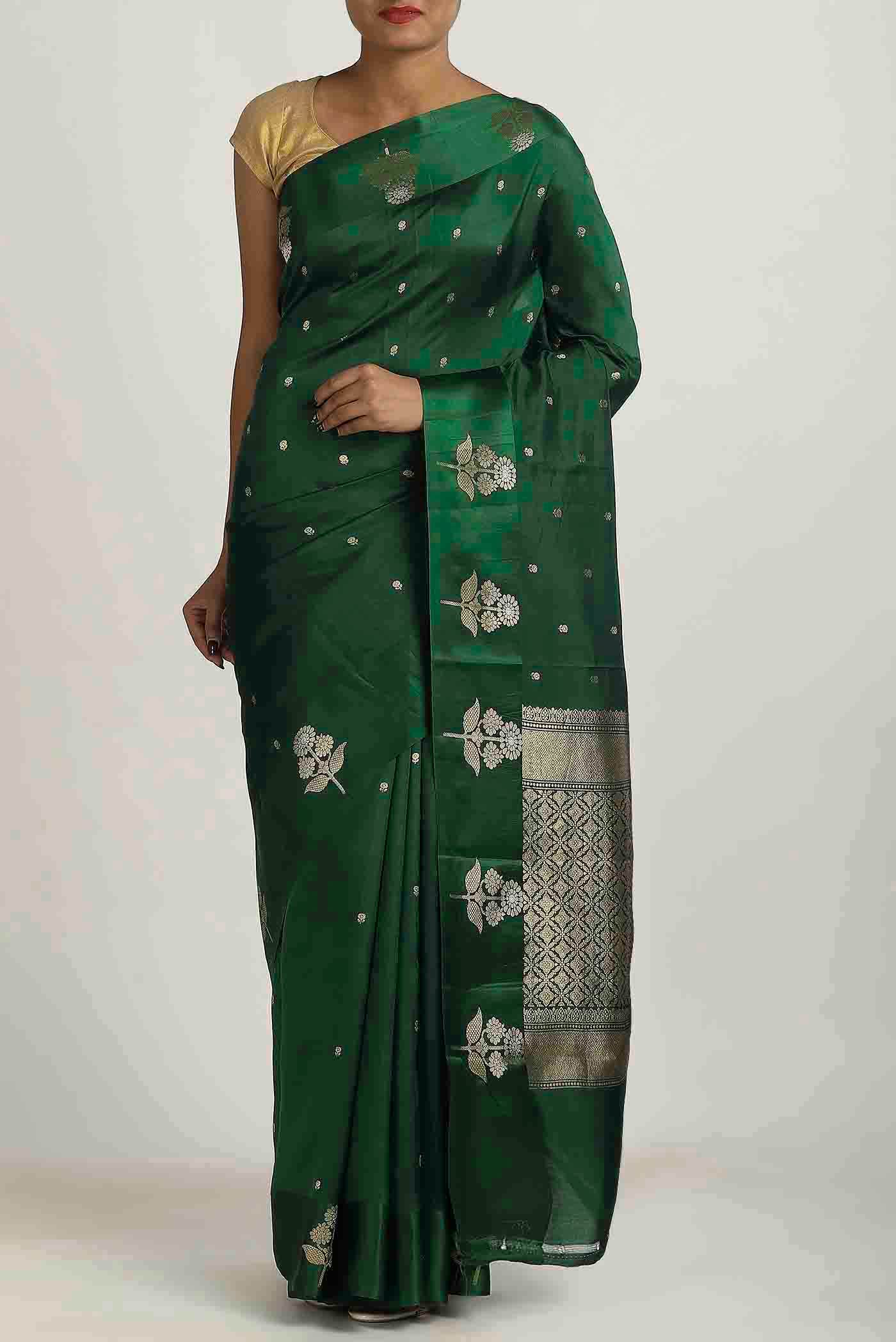 Green Banarasi Katan Silk Saree