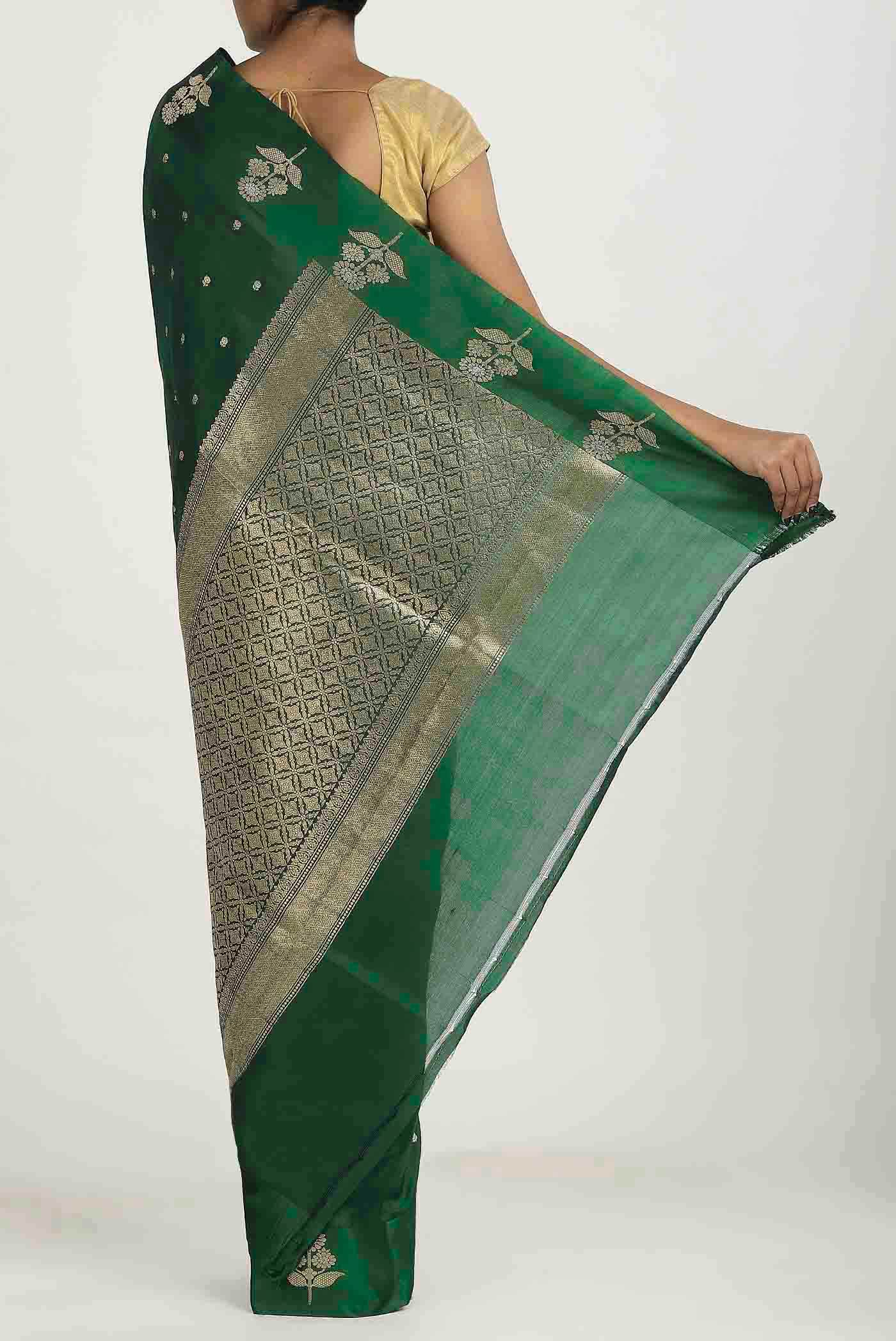 Green Banarasi Katan Silk Saree