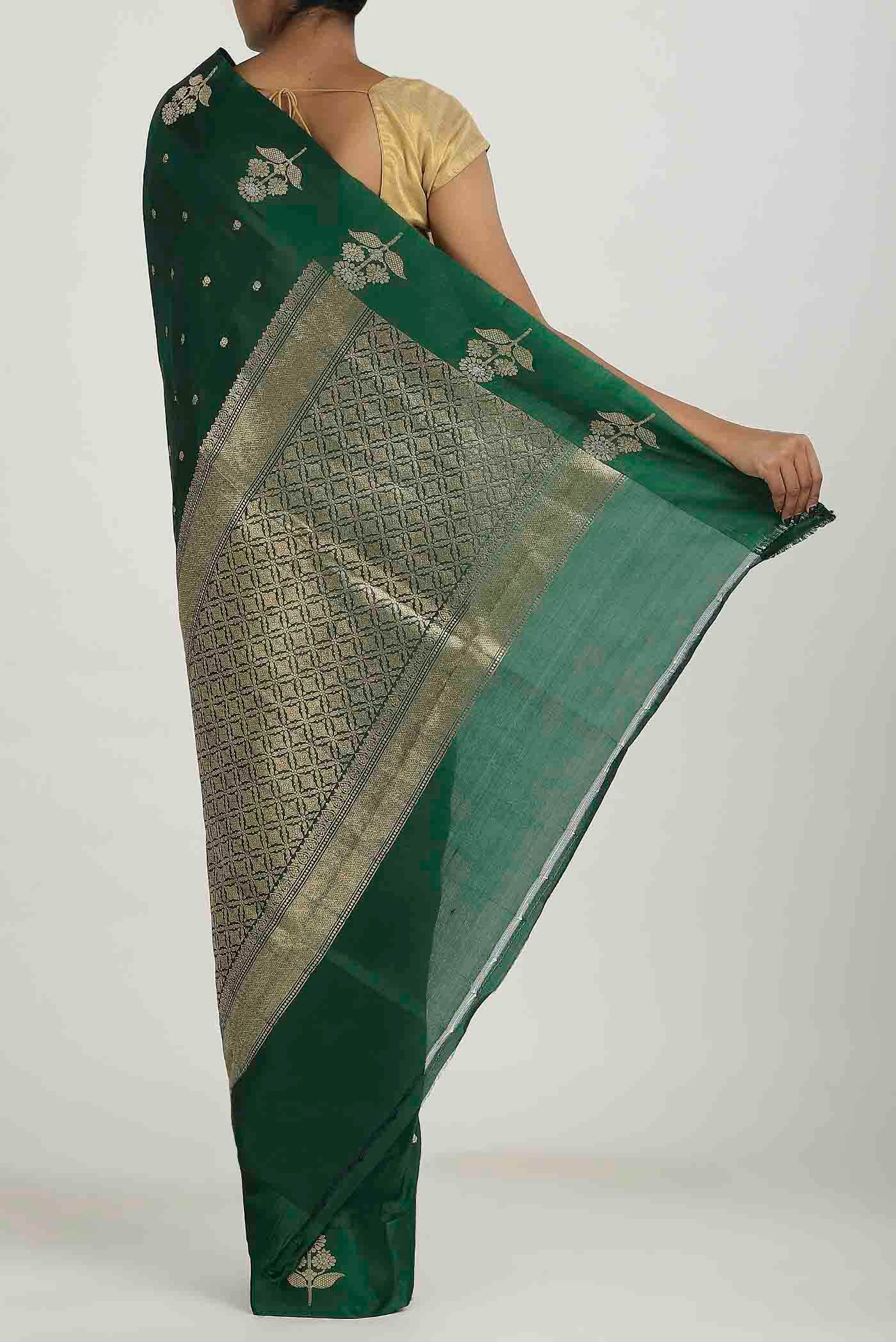 Green Banarasi Katan Silk Saree