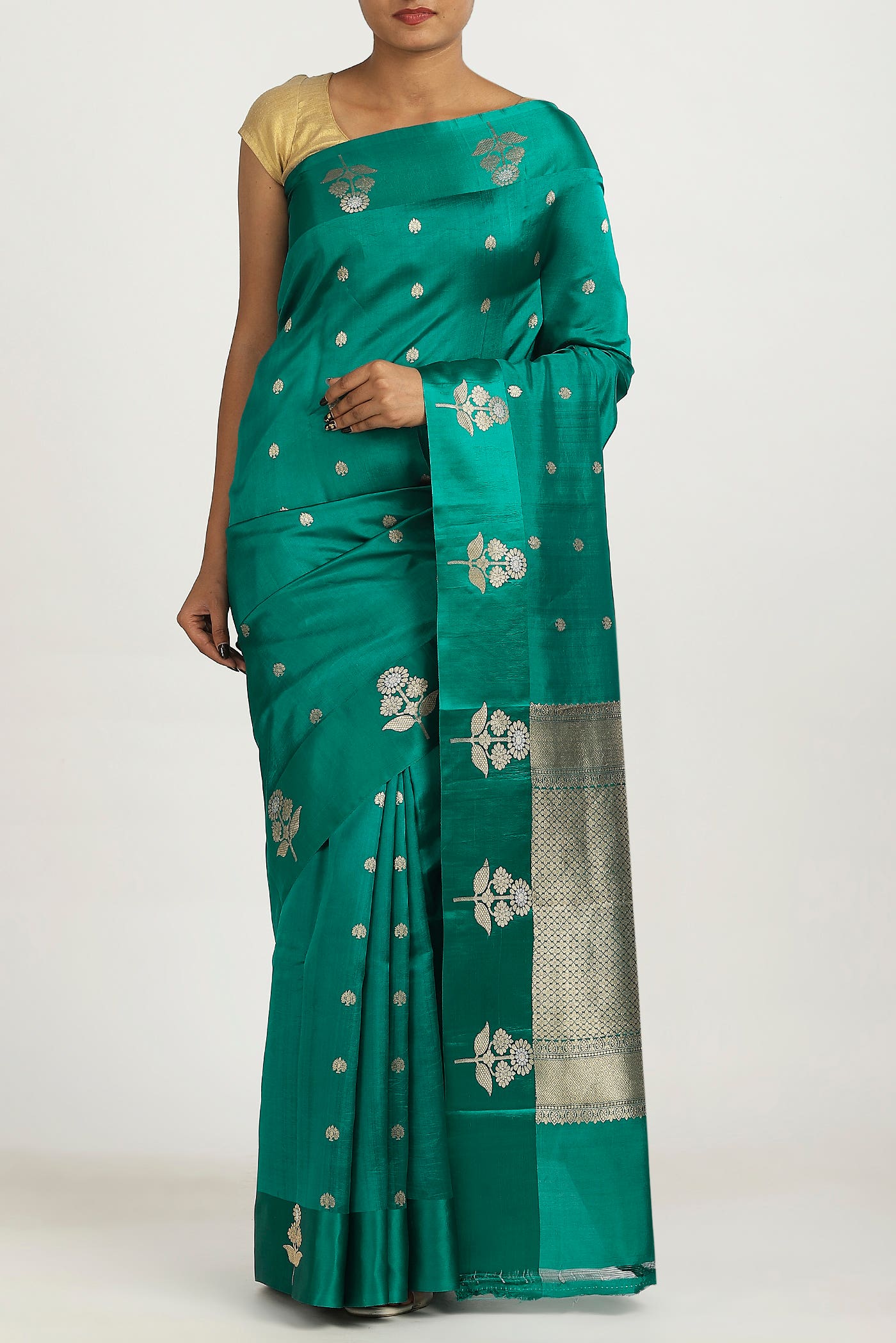 Green Banarasi Katan Silk Saree