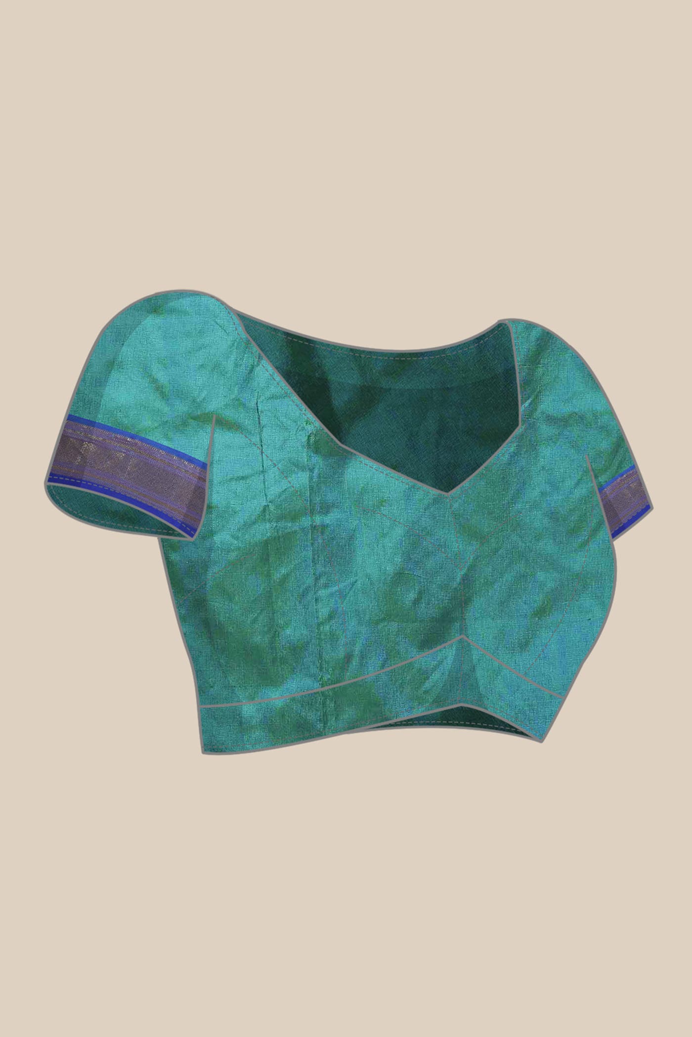 Green with Blue Dual Tone Paithani Silk Saree
