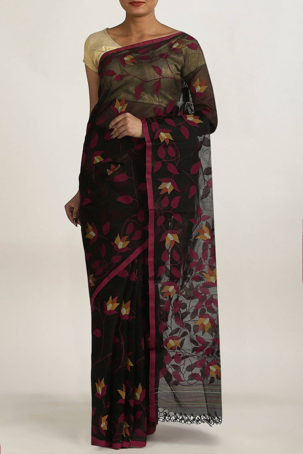 Black Muslin Silk Saree