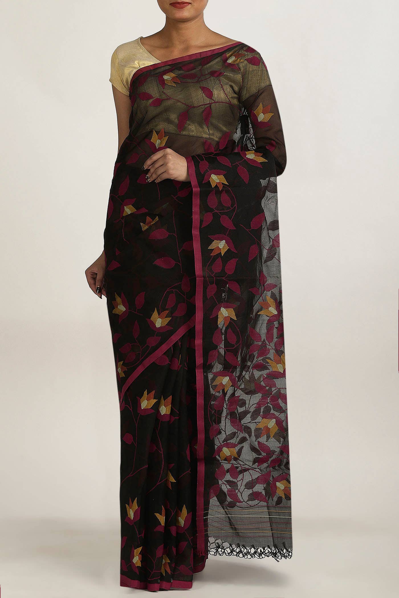 Black Muslin Silk Saree