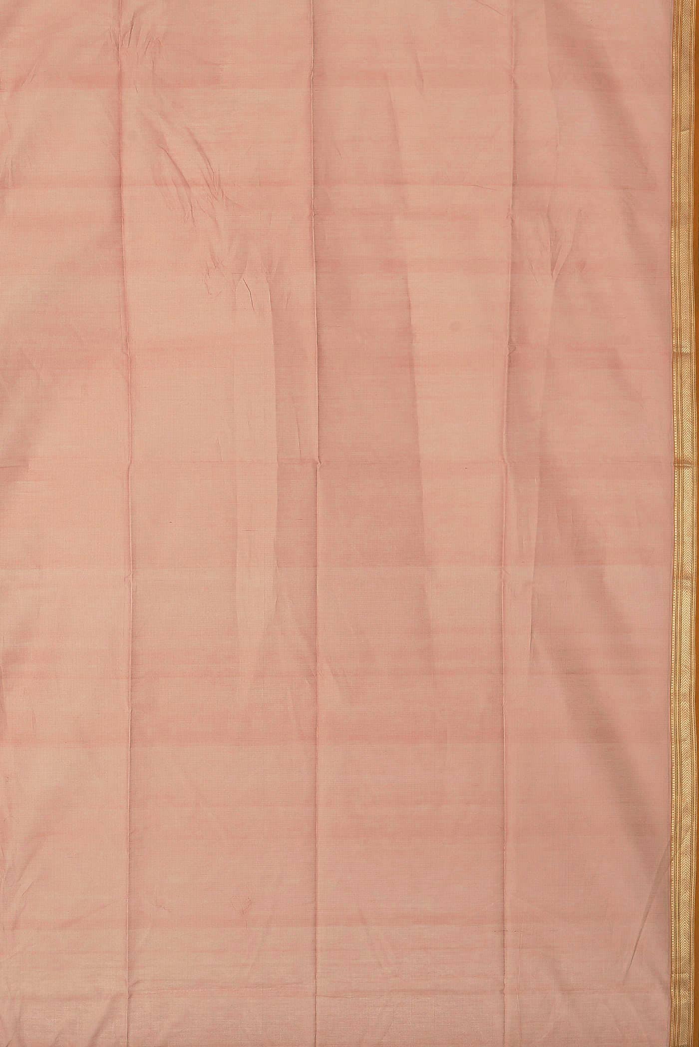 Peach Maheshwari Silk Cotton Saree