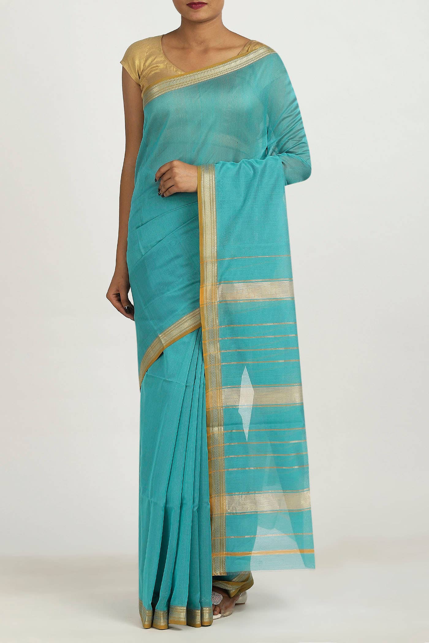 Blue Maheshwari Silk Cotton Saree