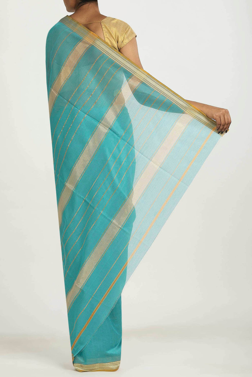 Blue Maheshwari Silk Cotton Saree