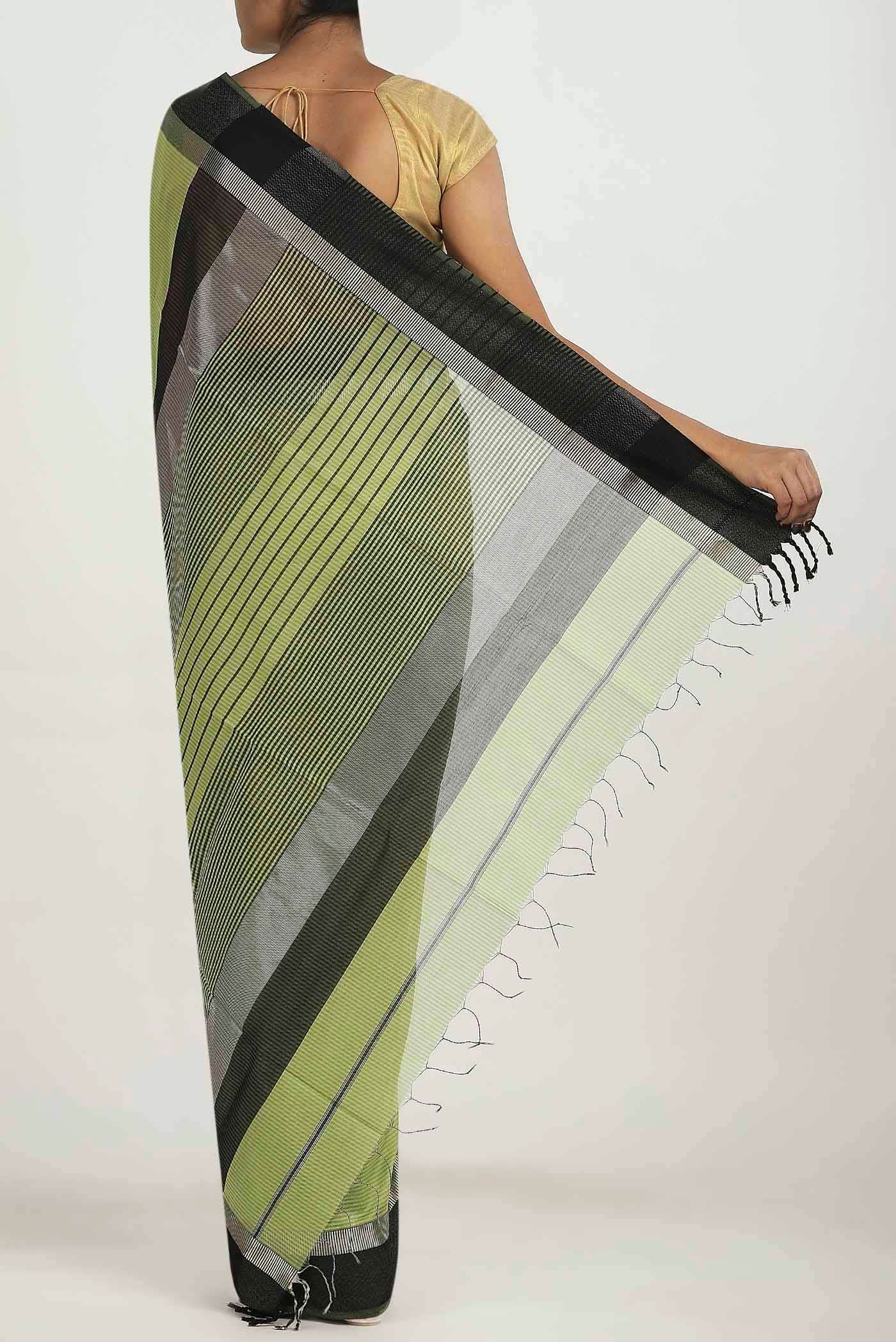 Green Maheshwari Silk Cotton Saree