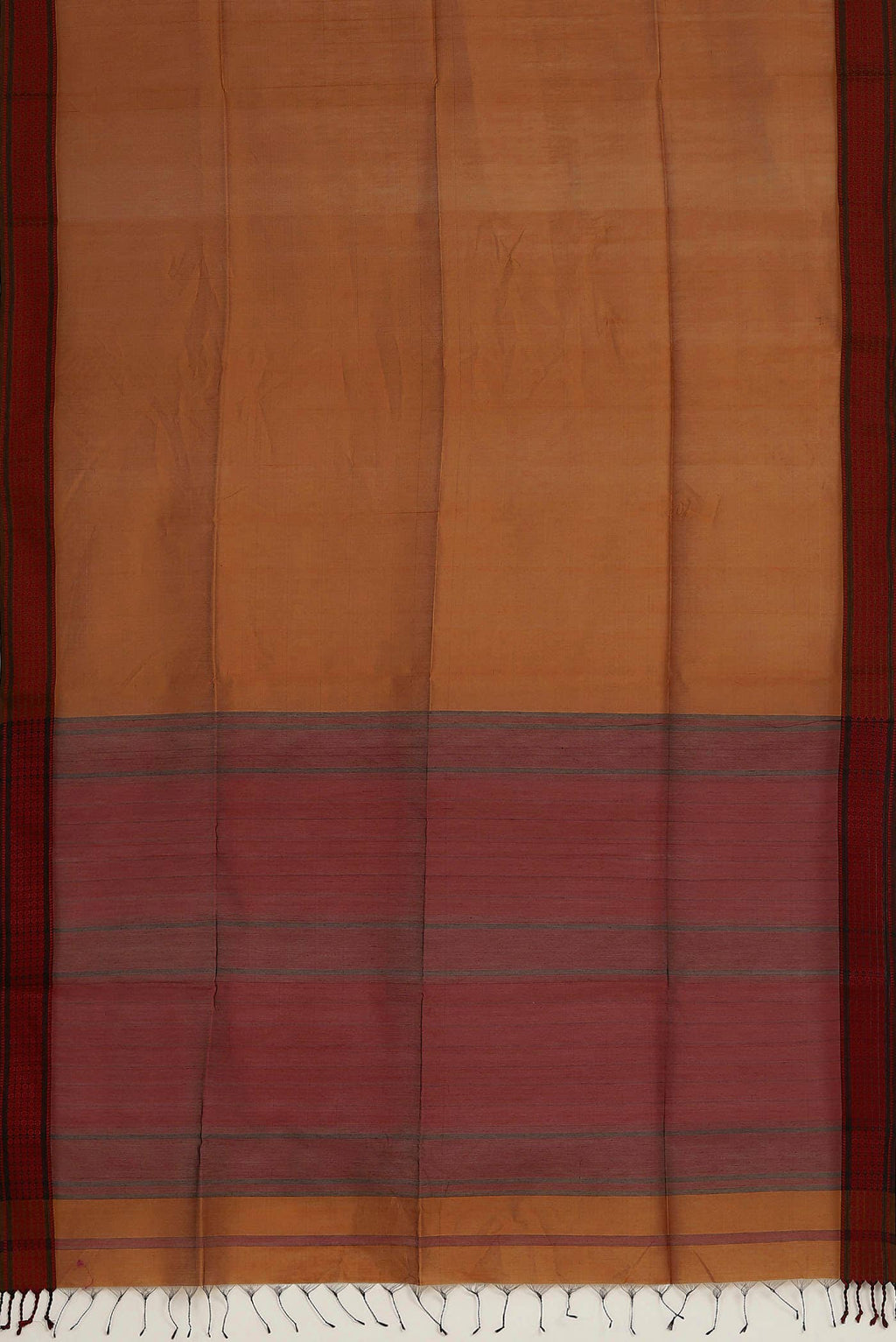 Rust Maheshwari Silk Cotton Saree