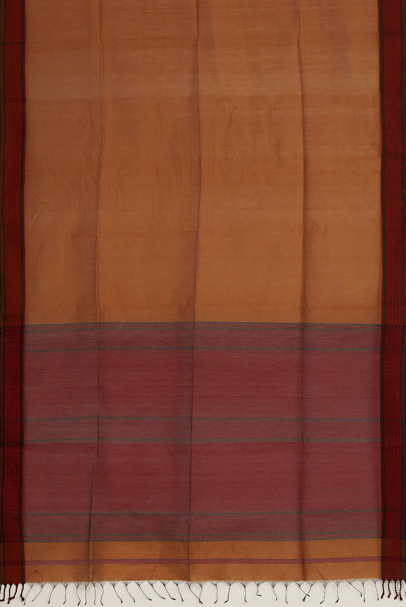 Rust Maheshwari Silk Cotton Saree