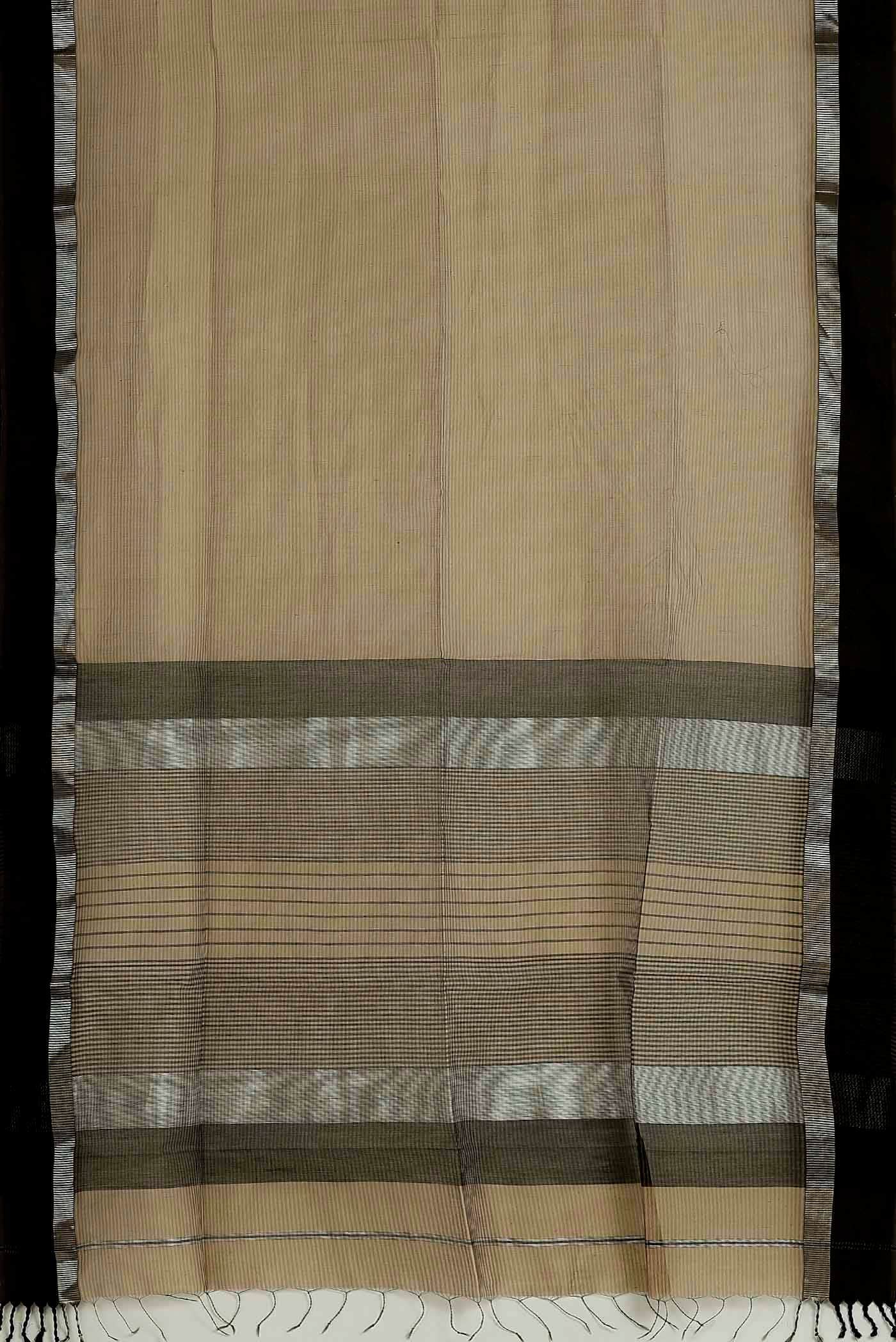 Beige Maheshwari Silk Cotton Saree