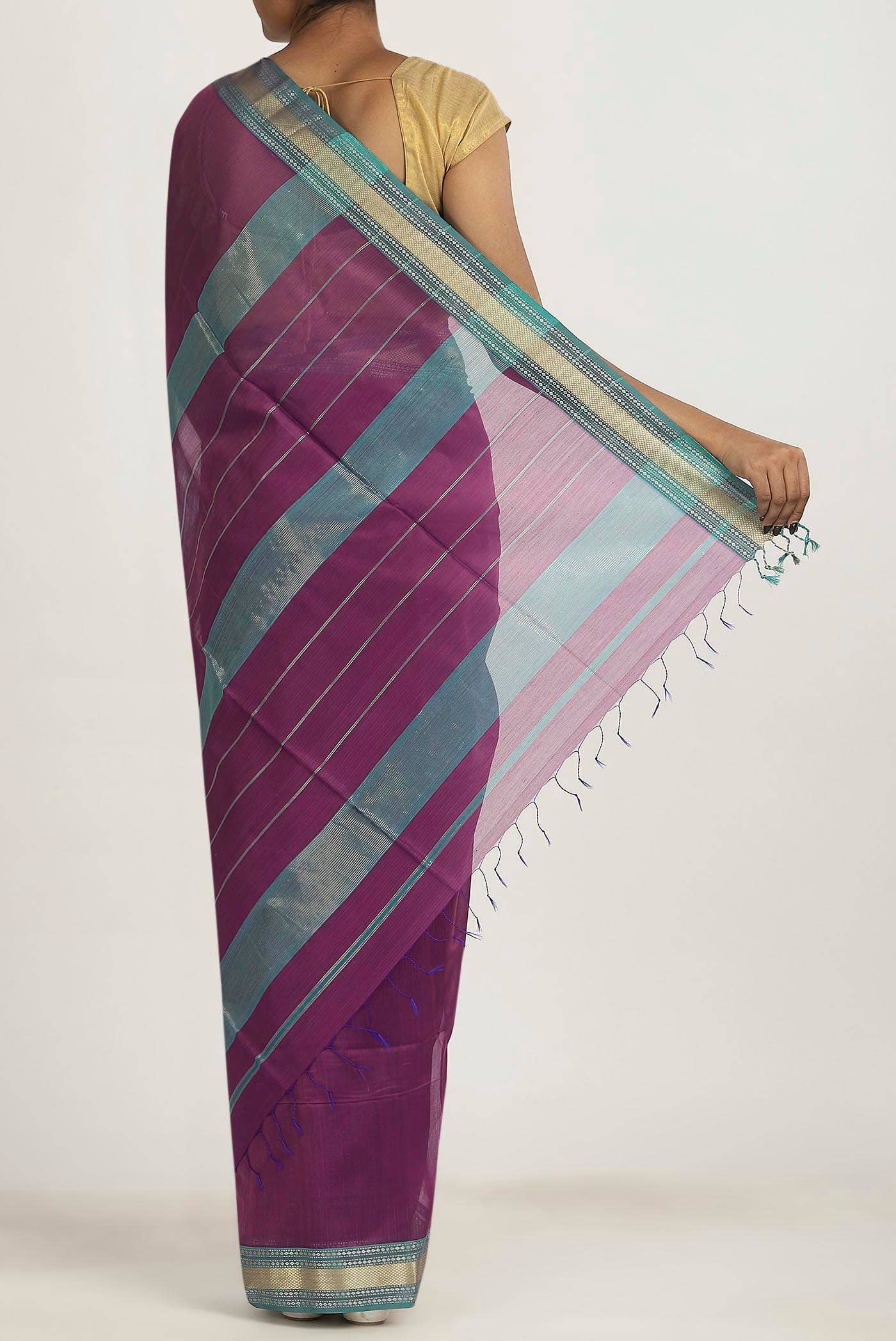 Purple Maheshwari Silk Cotton Saree