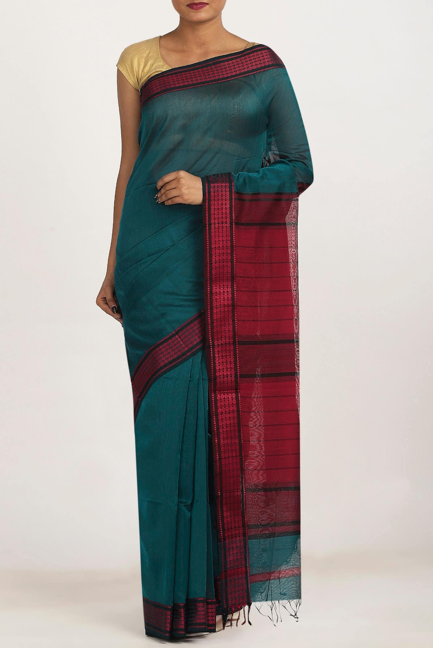 Blue Maheshwari Silk Cotton Saree