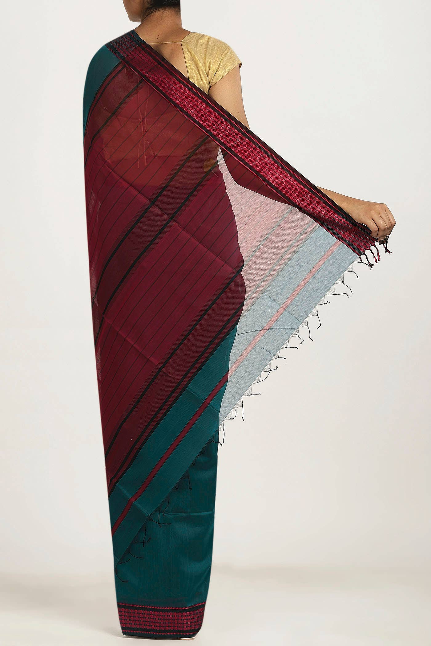 Blue Maheshwari Silk Cotton Saree