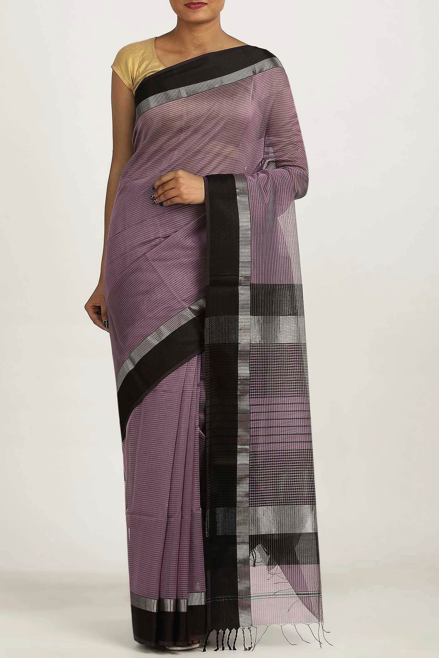 Lavender Maheshwari Silk Cotton Saree