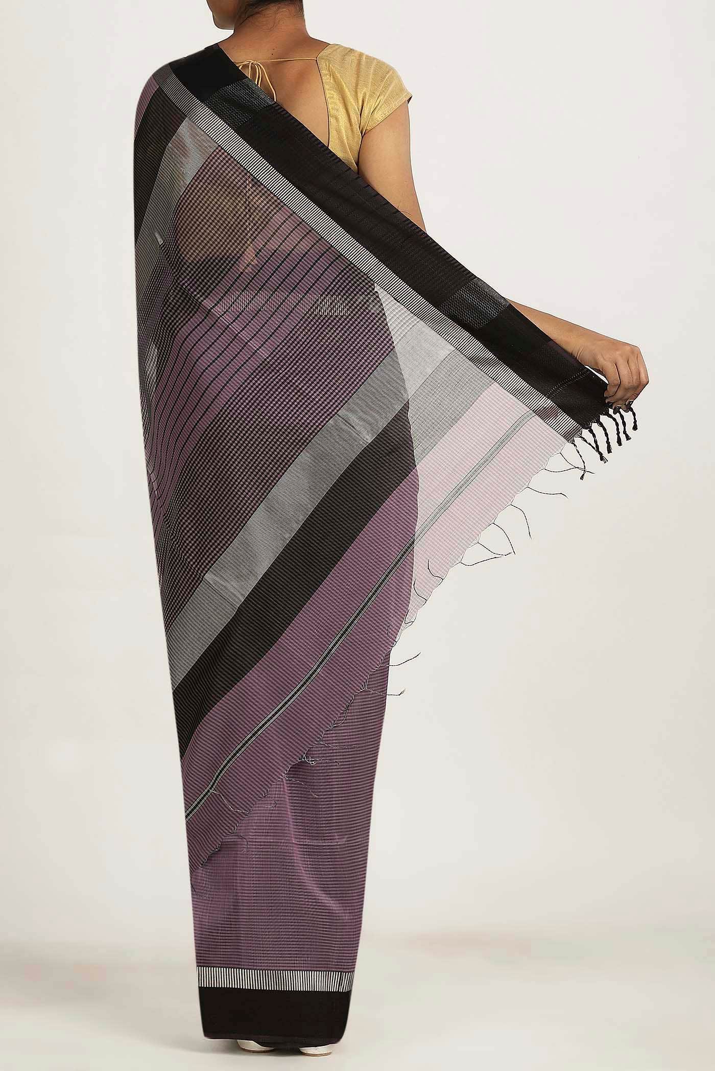 Lavender Maheshwari Silk Cotton Saree