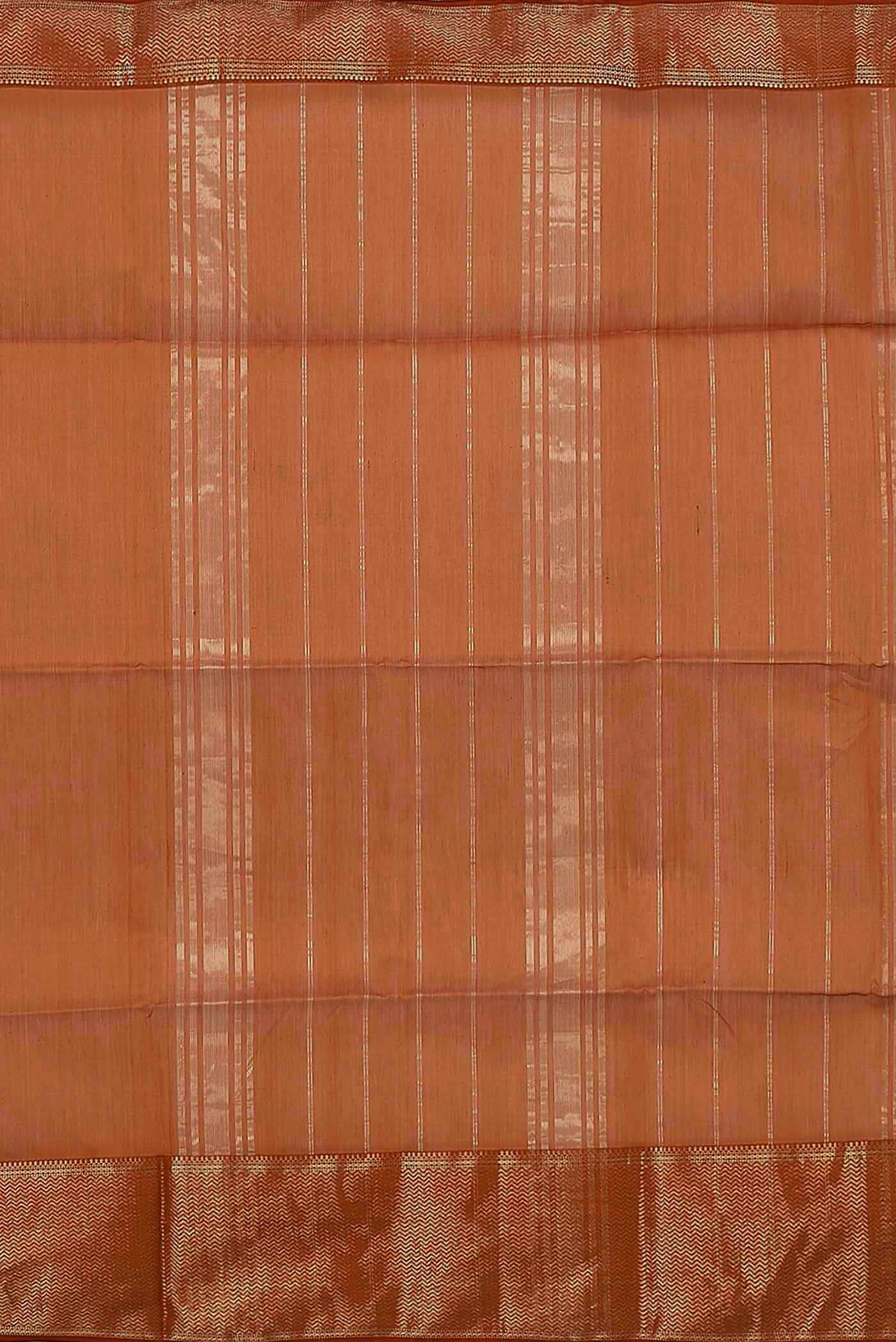Rust Maheshwari Silk Cotton Saree